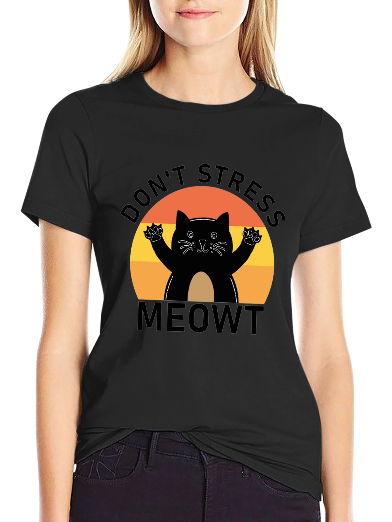 Black Don't Stress Meowt T-Shirt view 2