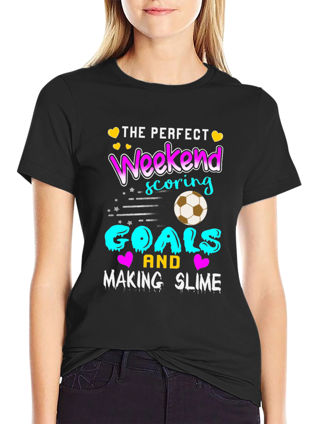 Black Perfect Weekend Soccer Goals & Slime T-Shirt view 2