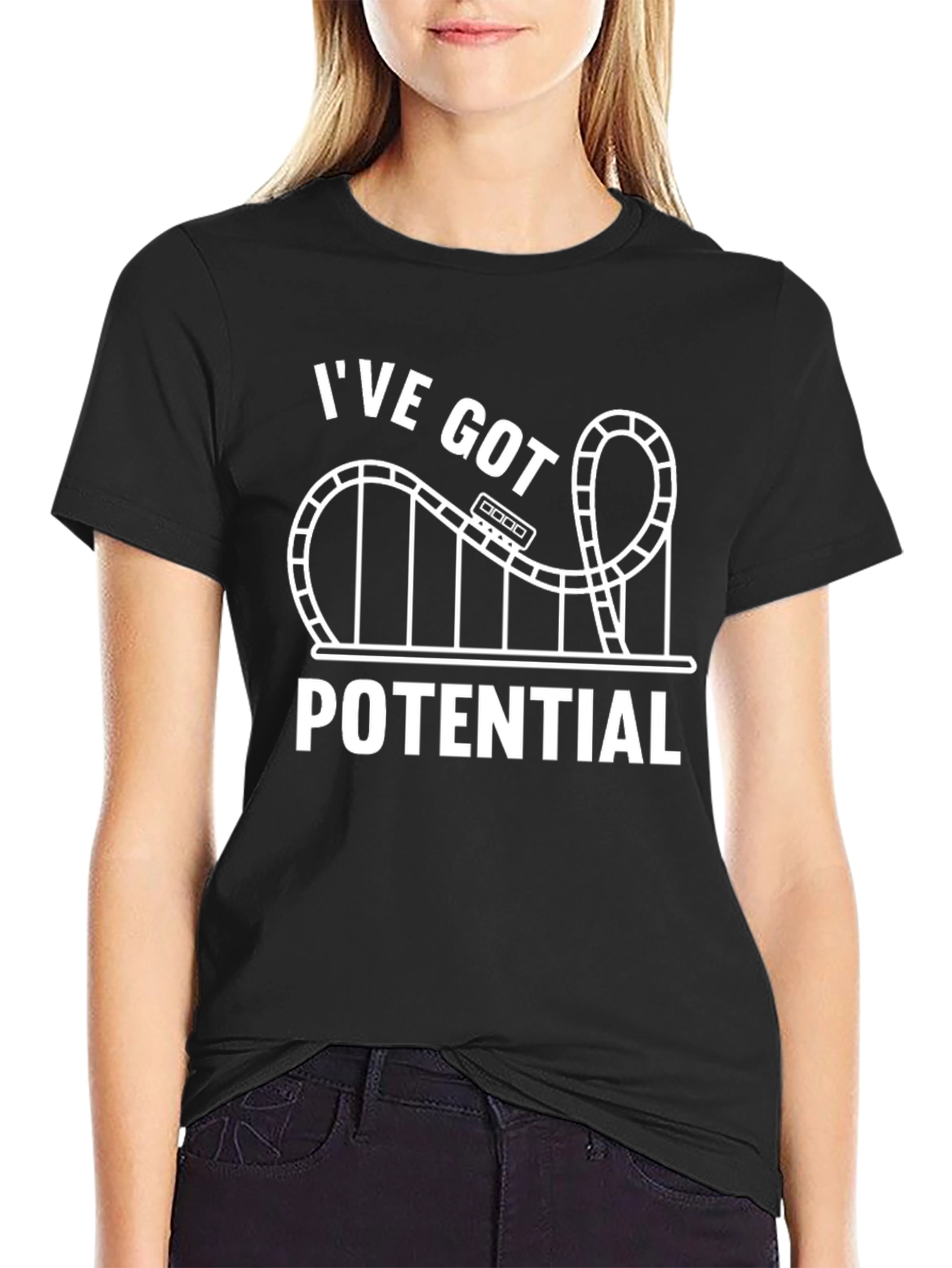 Black I've Got Potential Rollercoaster T-Shirt view 2
