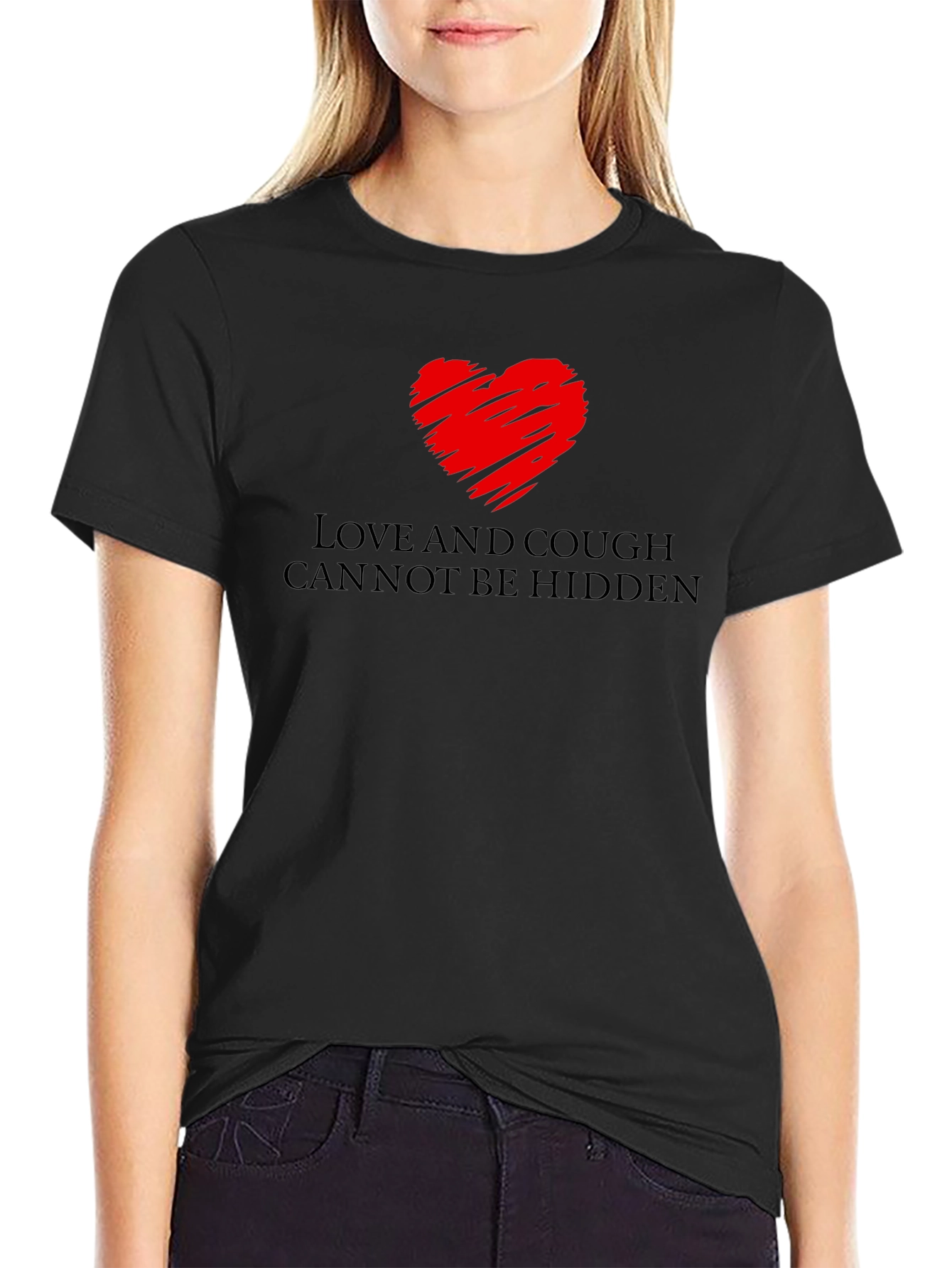 Black Love and Cough T-Shirt - Can't Be Hidden view 2
