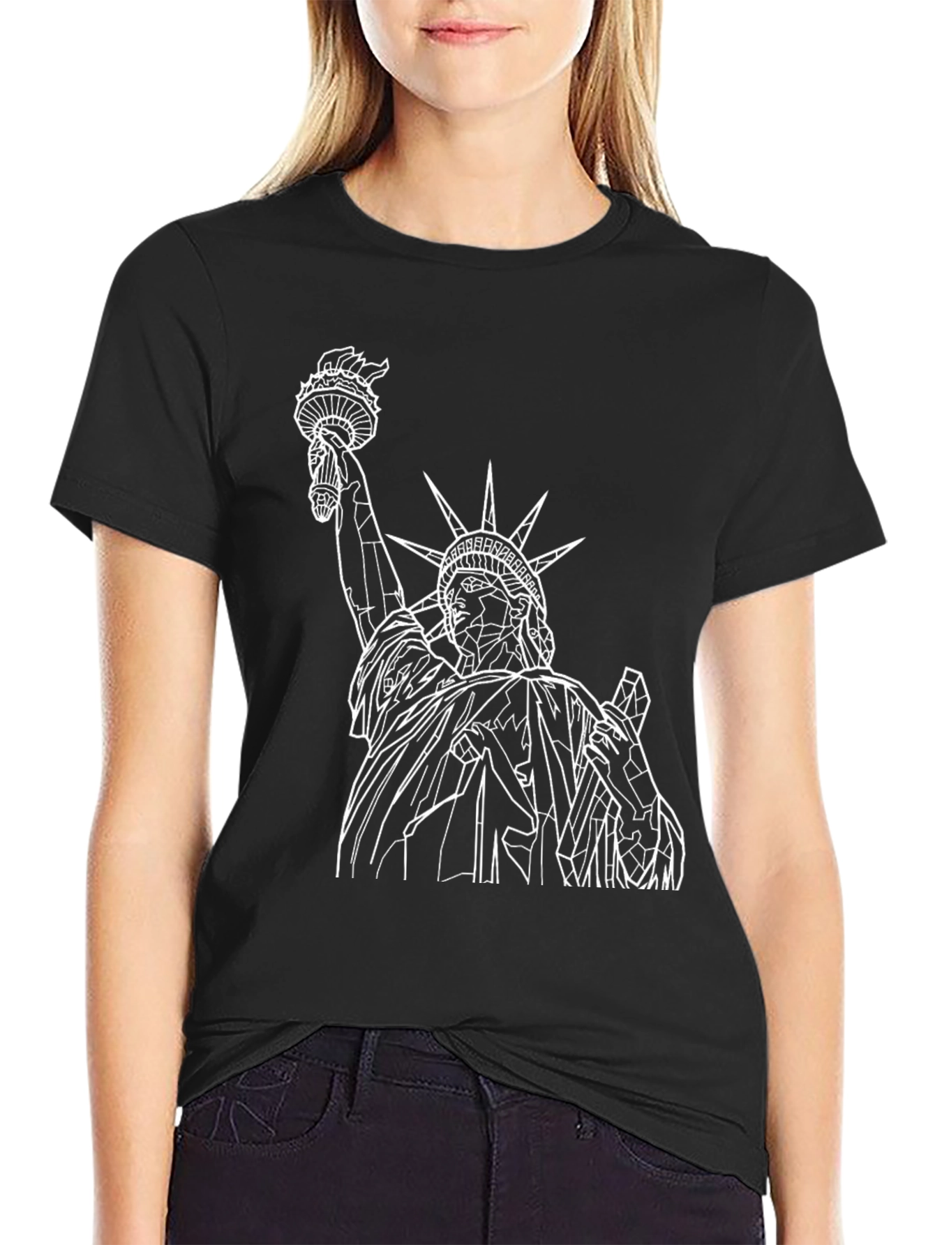 Black Statue of Liberty Graphic T-Shirt - Black view 2