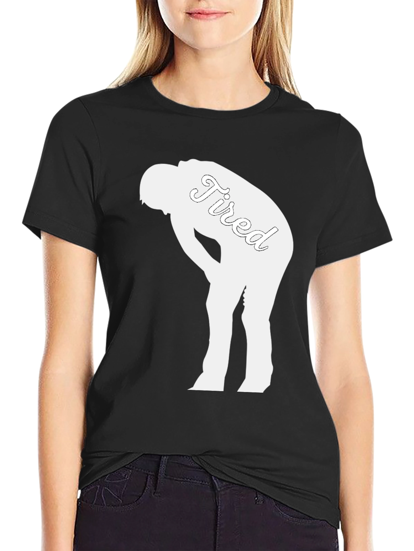 Black Tired Graphic Tee - Black Crew Neck T-Shirt view 2