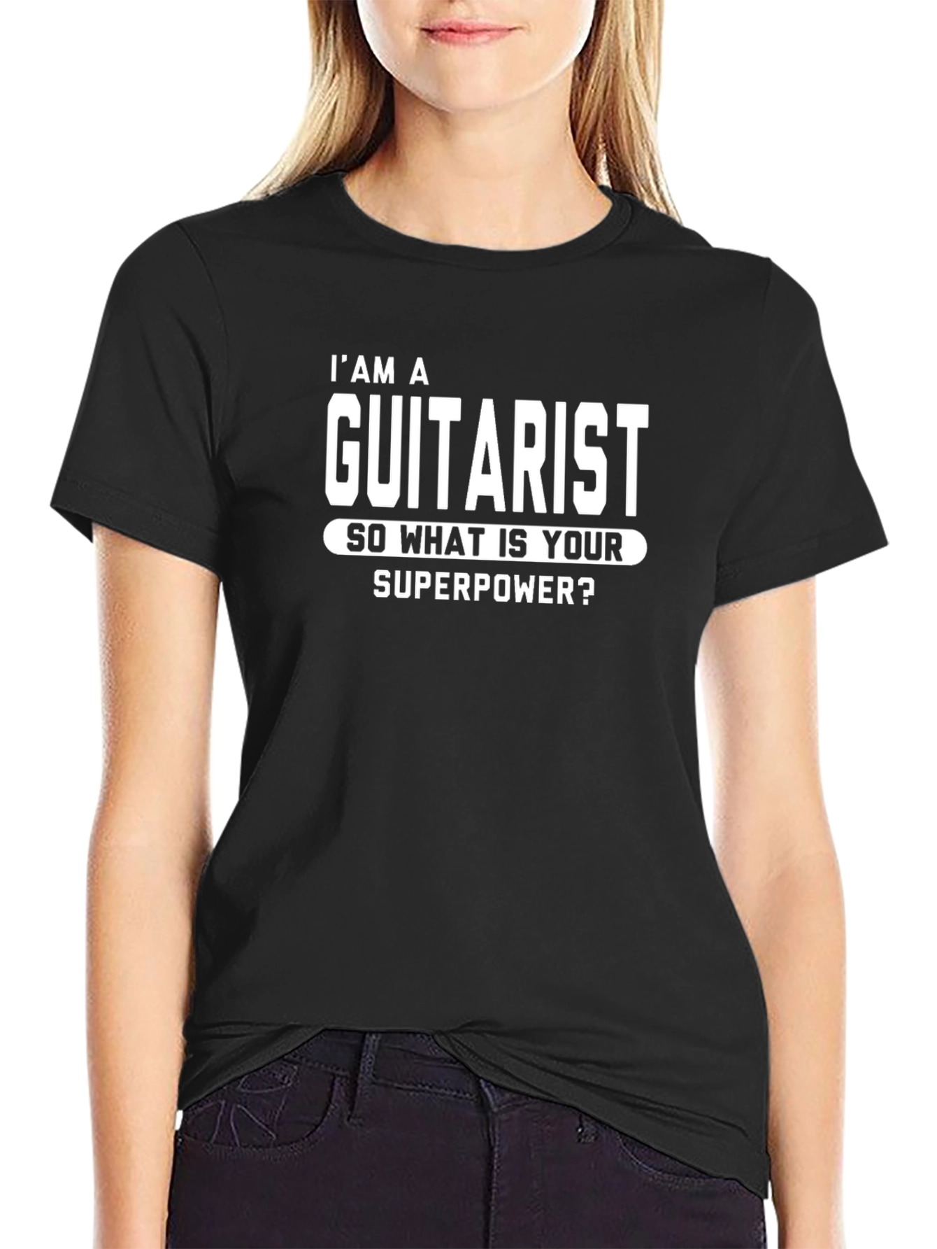 Black I'm A Guitarist Superpower Funny T-Shirt view 2