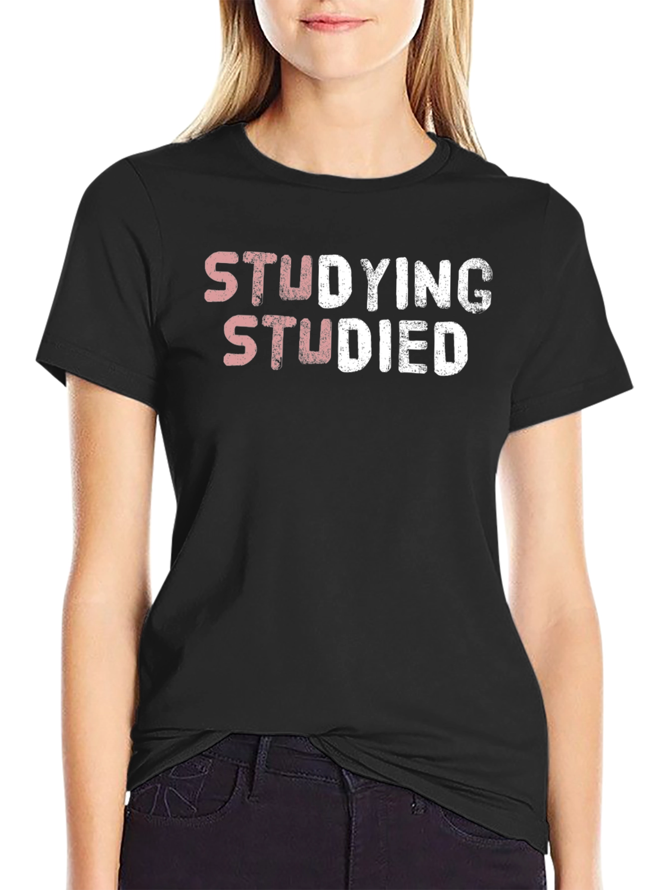 Black Studying Studied Funny Graphic T-Shirt view 2