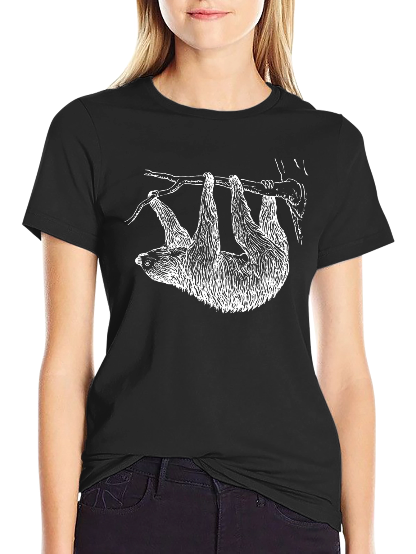 Black Sloth Graphic Black T-Shirt view 2