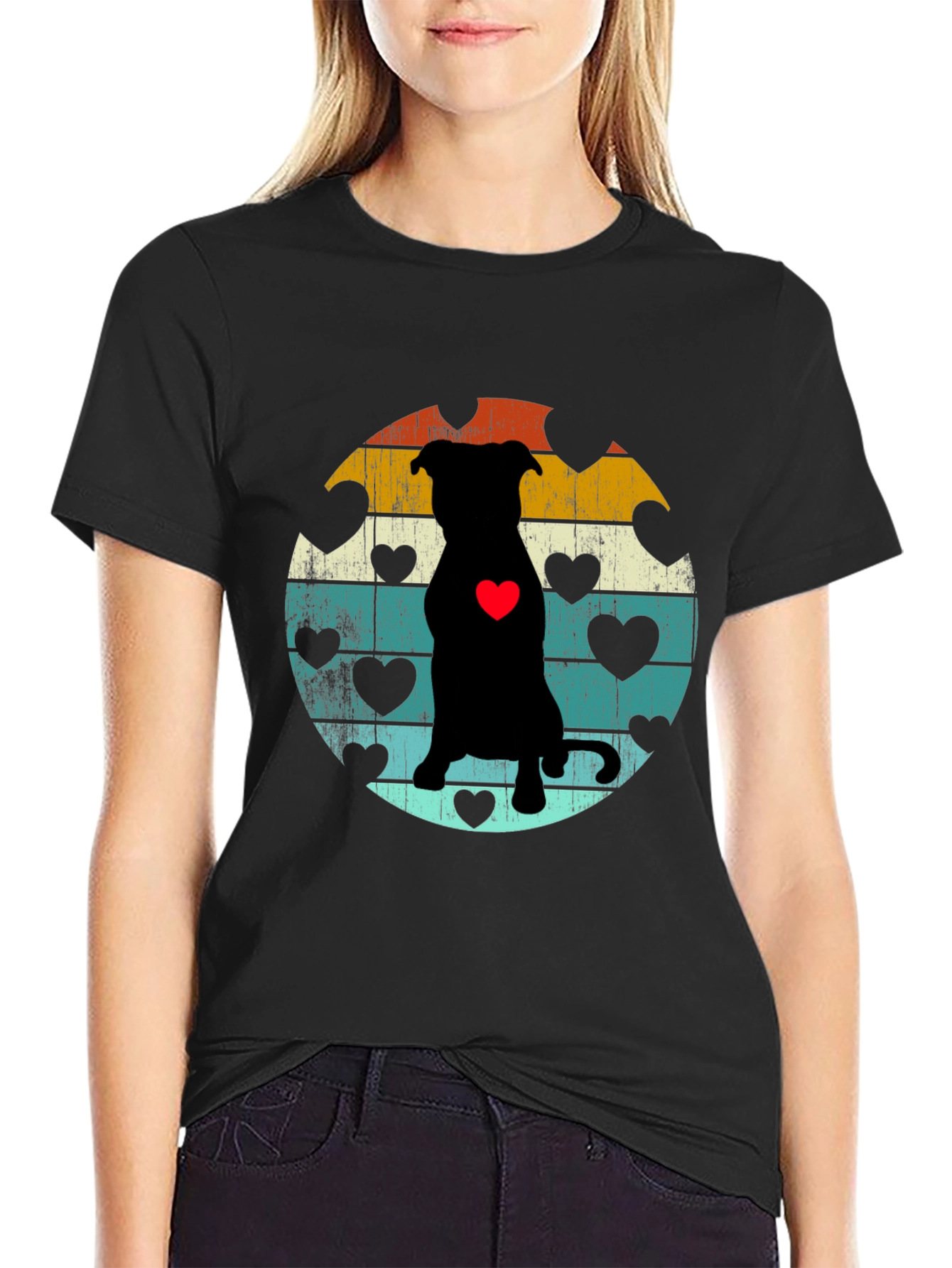 Black Retro Dog Lover T-Shirt view 2