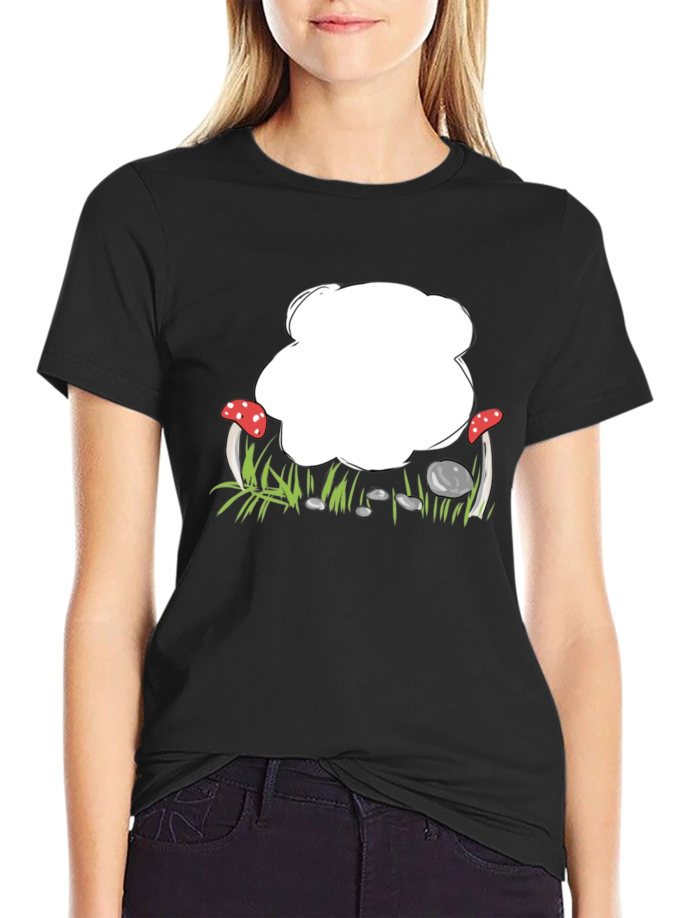Black Mushroom Patch Graphic Black T-Shirt view 2