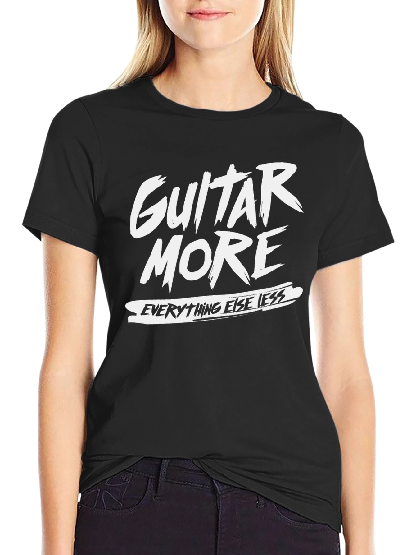 Black Guitar More T-Shirt - Black Graphic Tee view 2