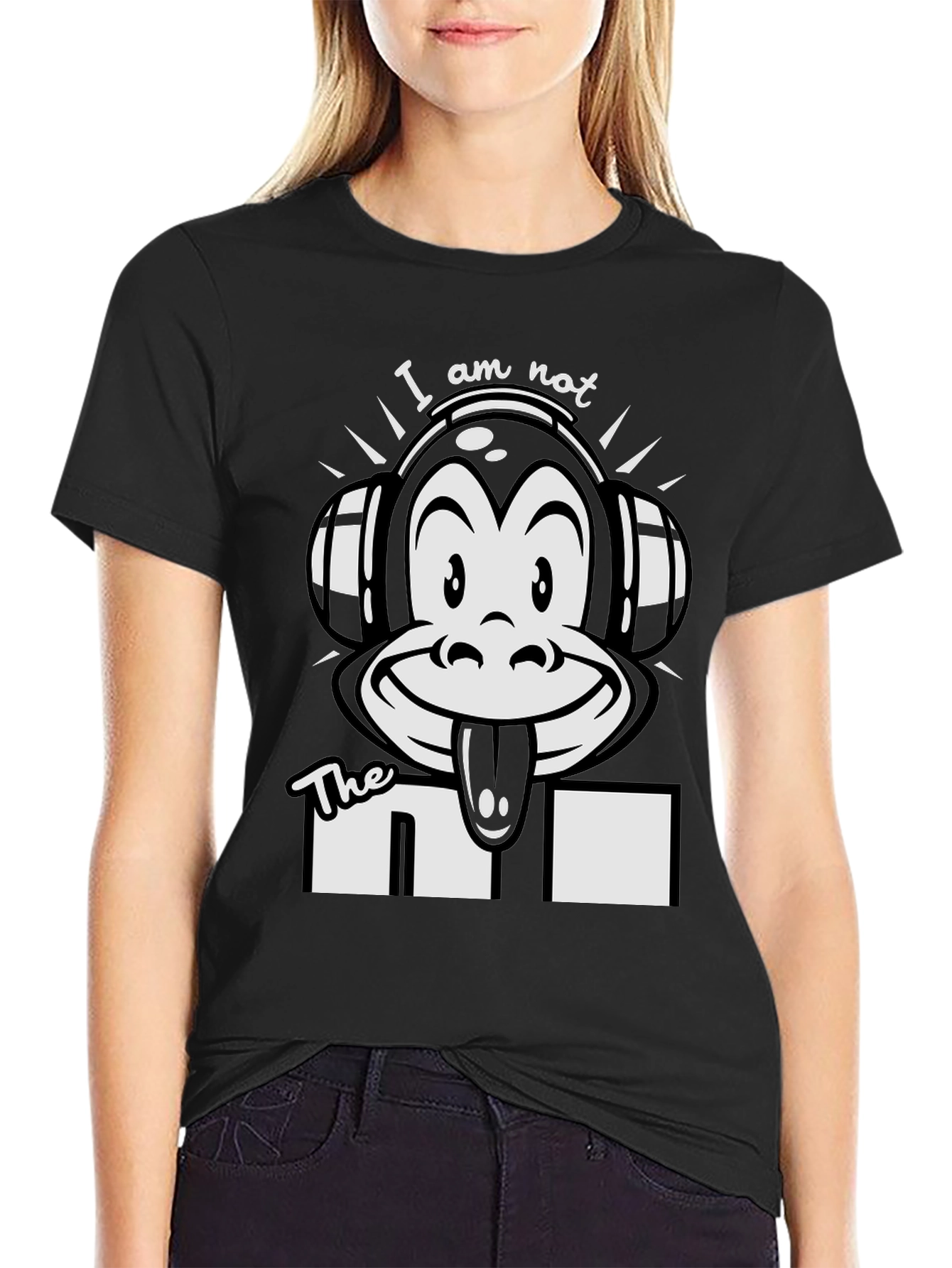 Black Monkey DJ Graphic T-Shirt - Funny Music Lover Tee view 2