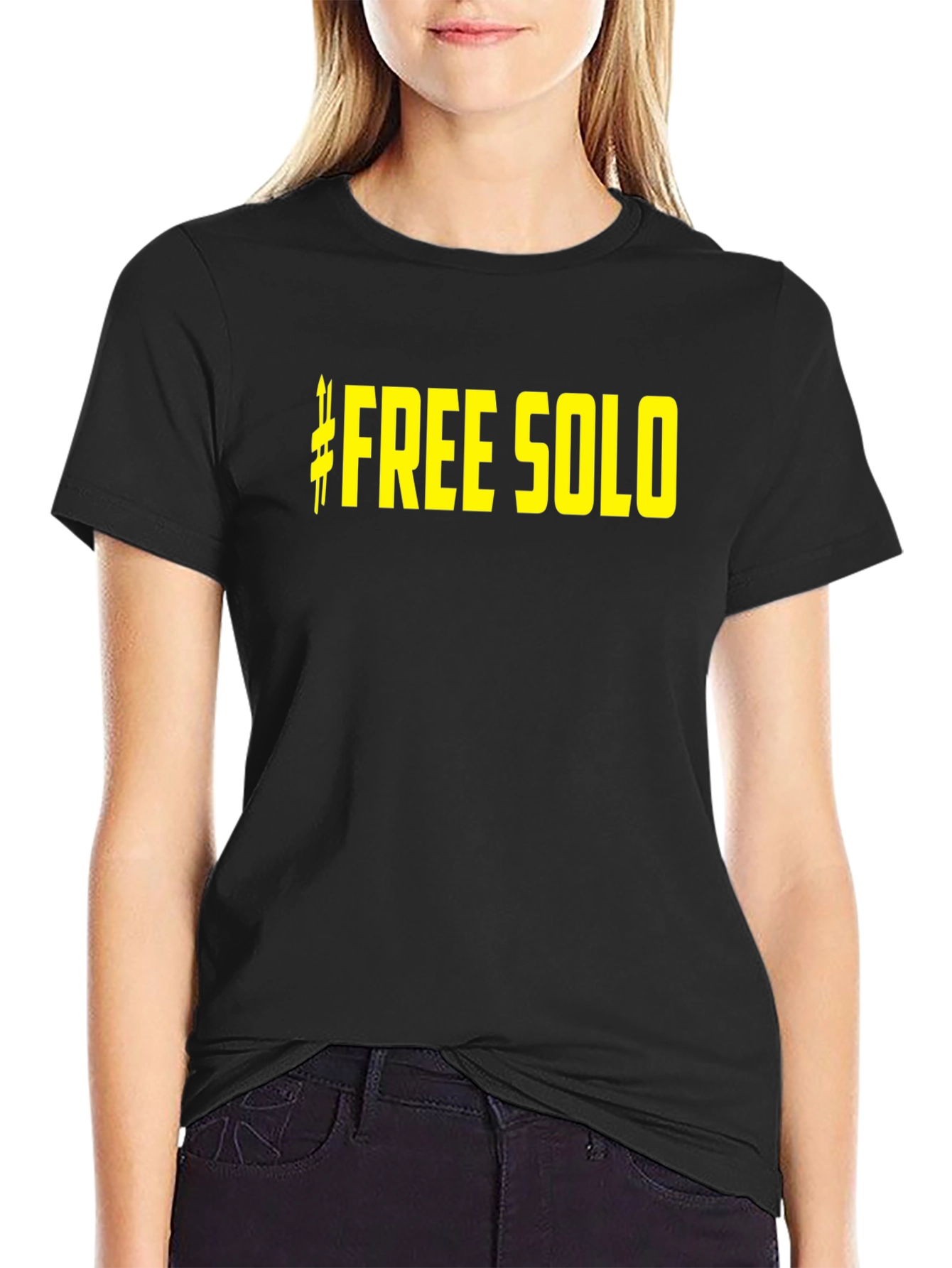 Black Free Solo Black Cotton Graphic Tee view 2