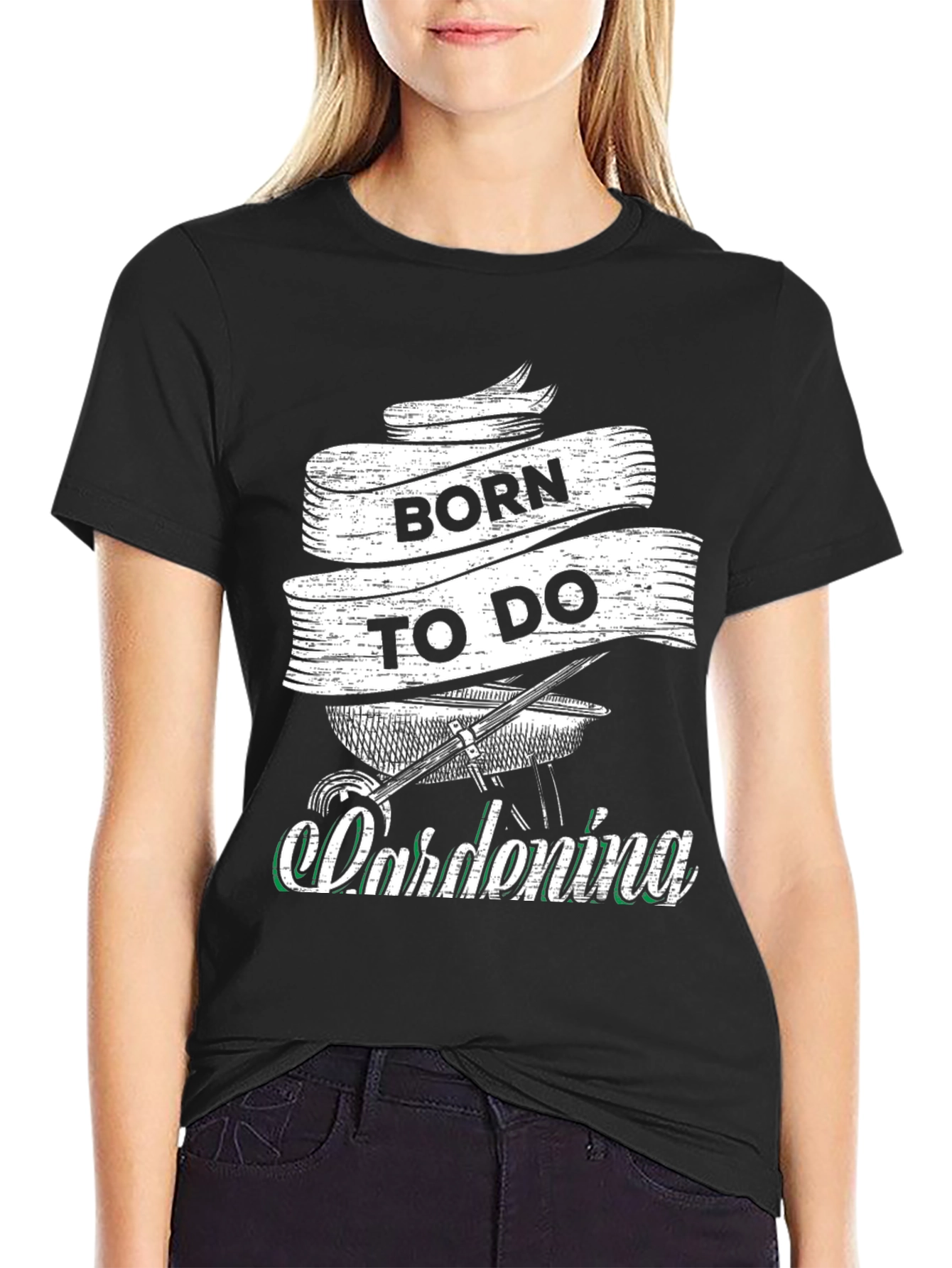 Black Born to Do Gardening Black T-Shirt view 2