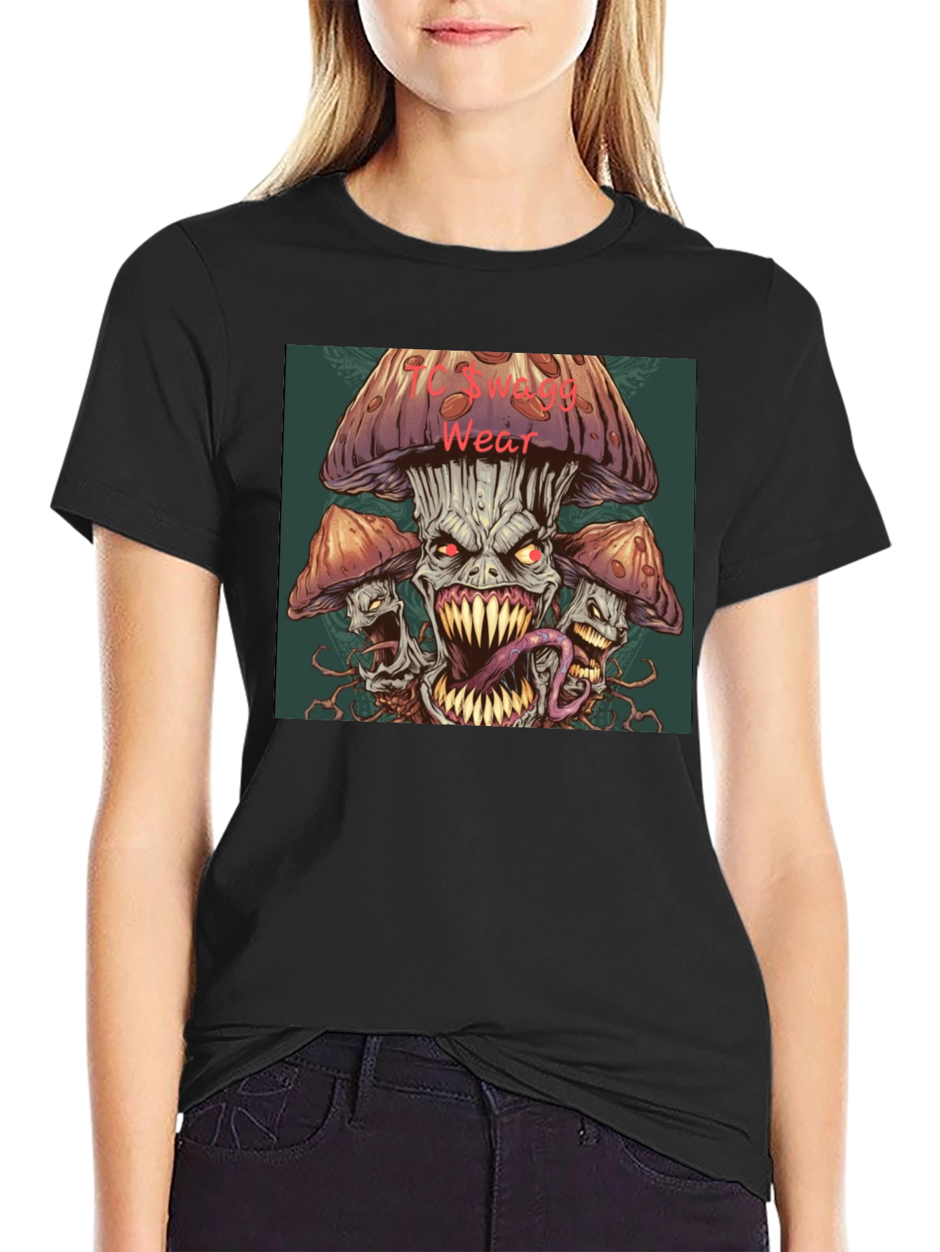 Black Monster Mushroom Graphic Tee view 2