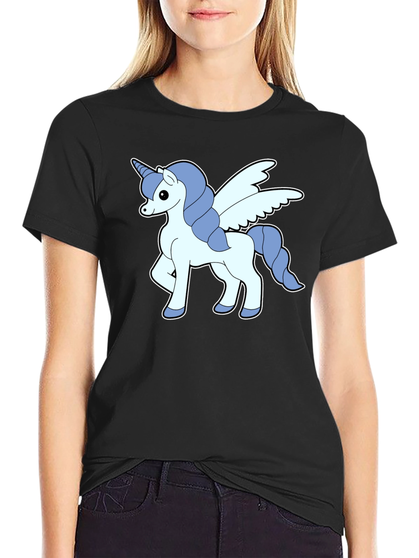 Black Unicorn Pegasus Graphic Tee - Men's Black T-Shirt view 2