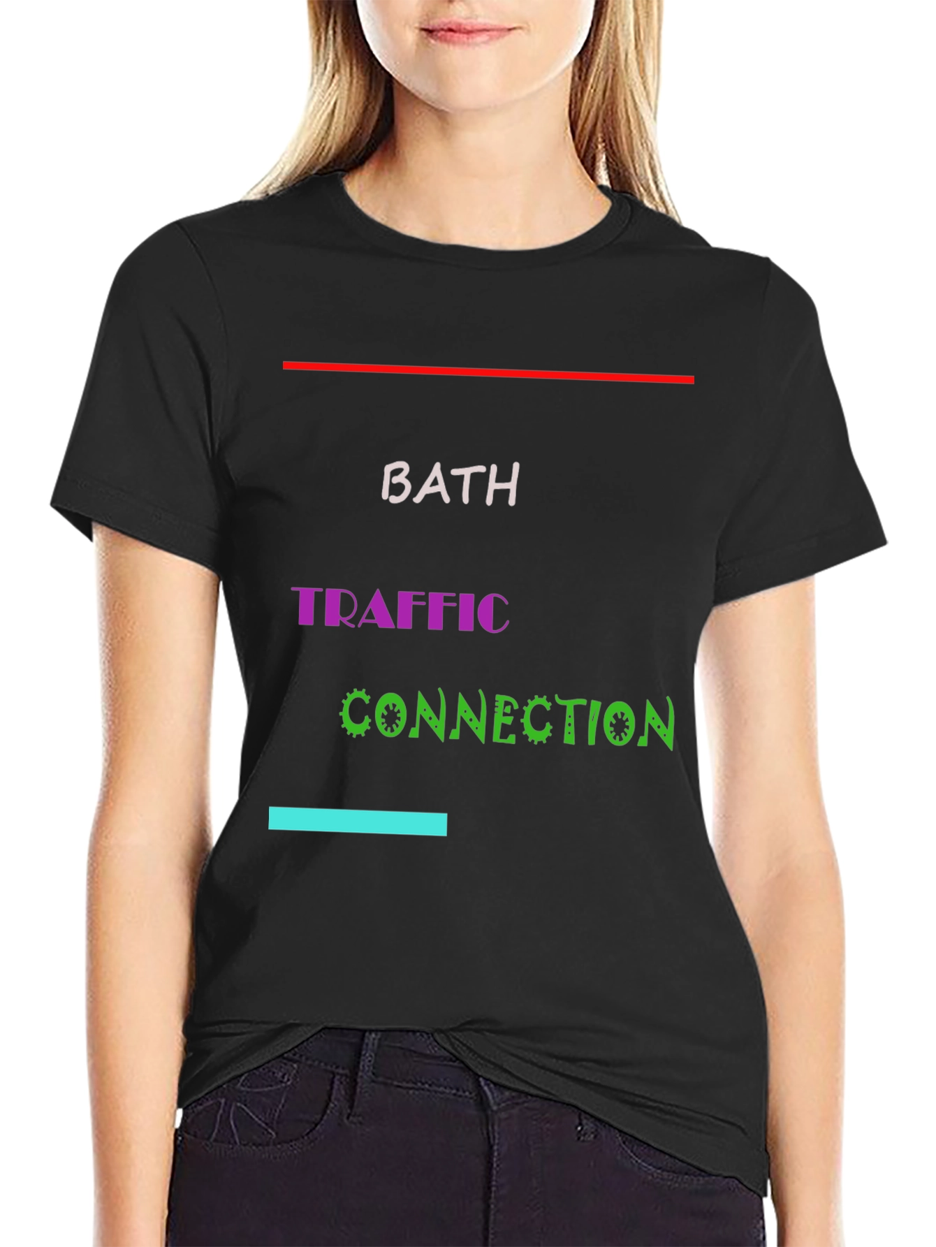 Black Bath Traffic Connection T-Shirt - Unique Graphic Tee view 2