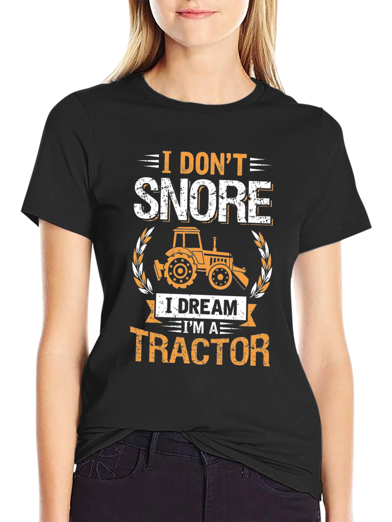Black I Don't Snore Tractor T-Shirt view 2
