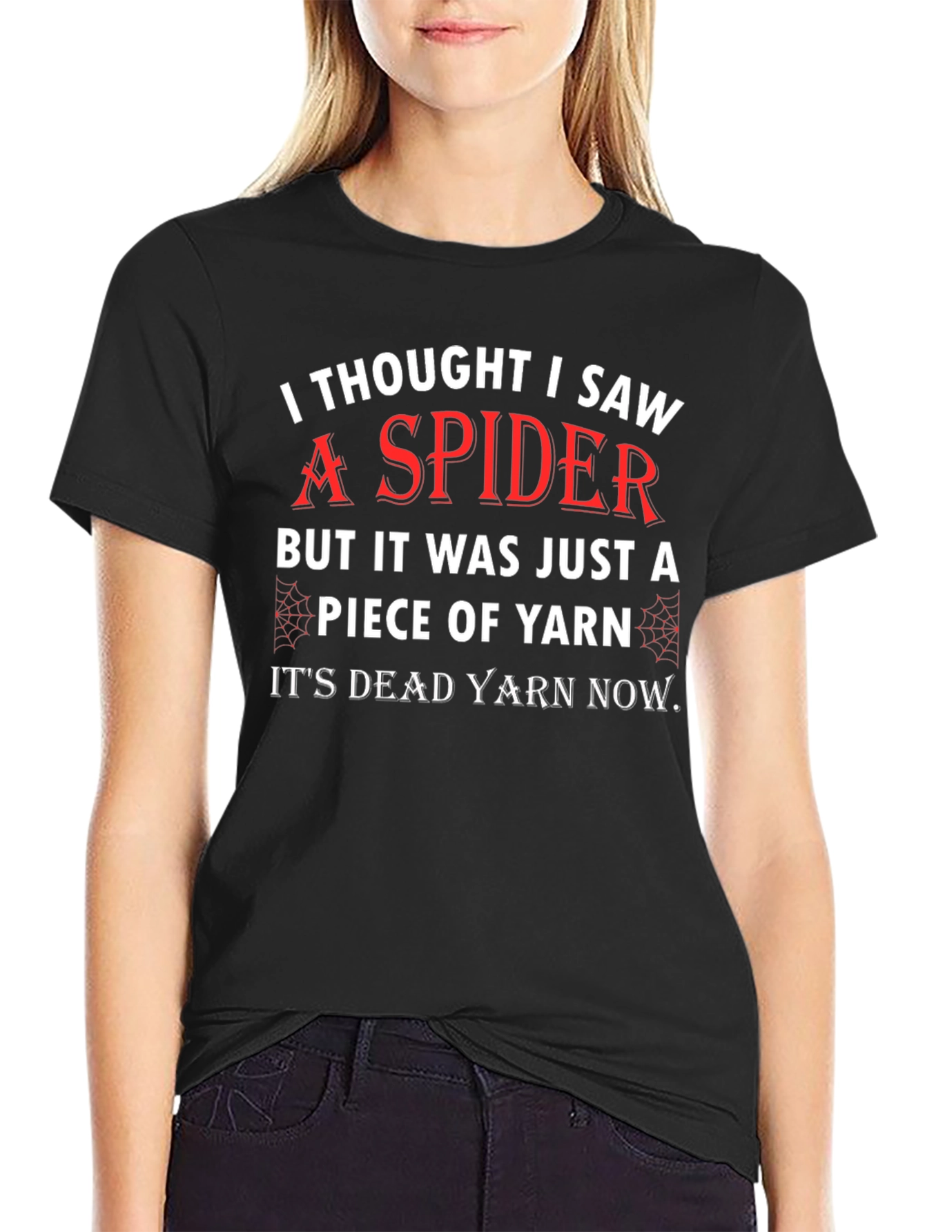 Black Funny Spider Yarn T-Shirt view 2