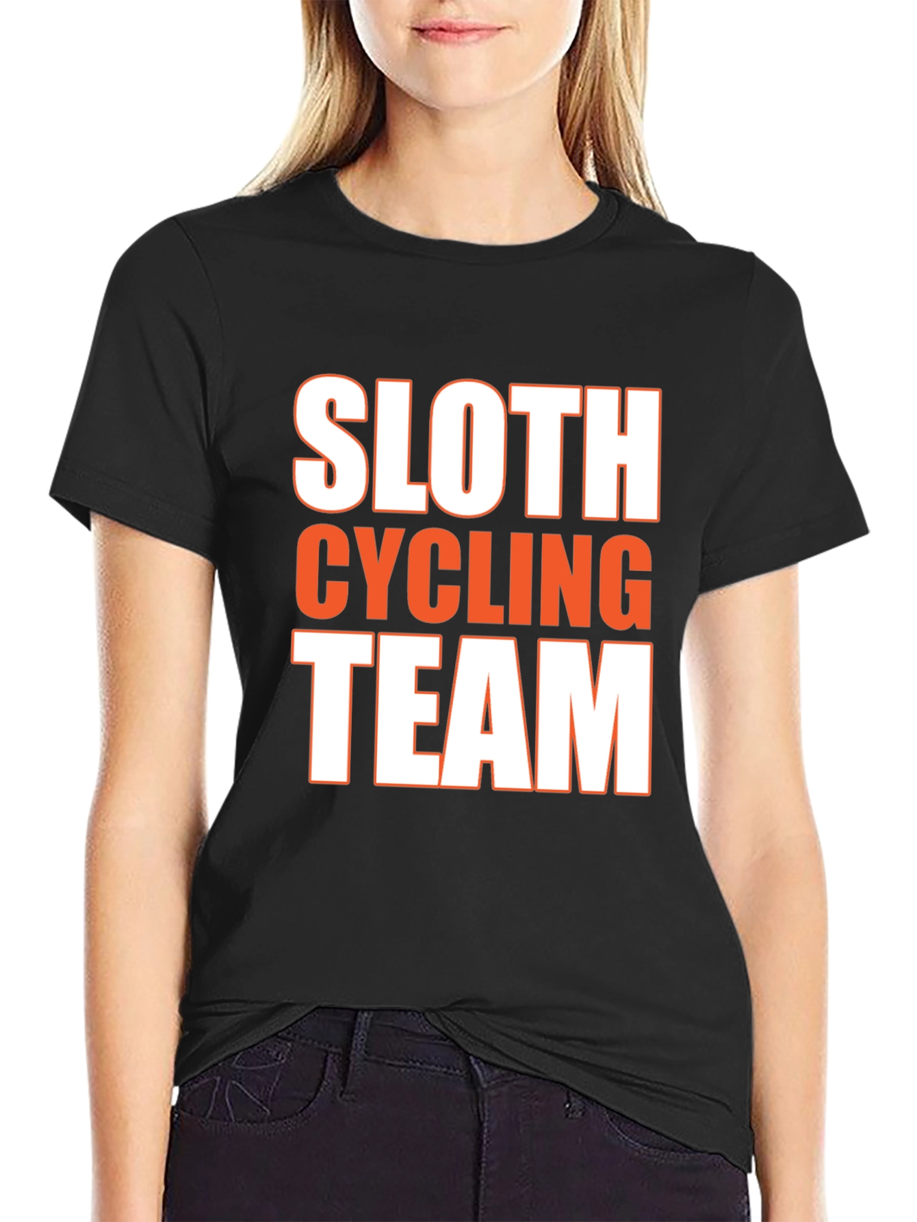 Black Sloth Cycling Team Funny Graphic T-Shirt view 2