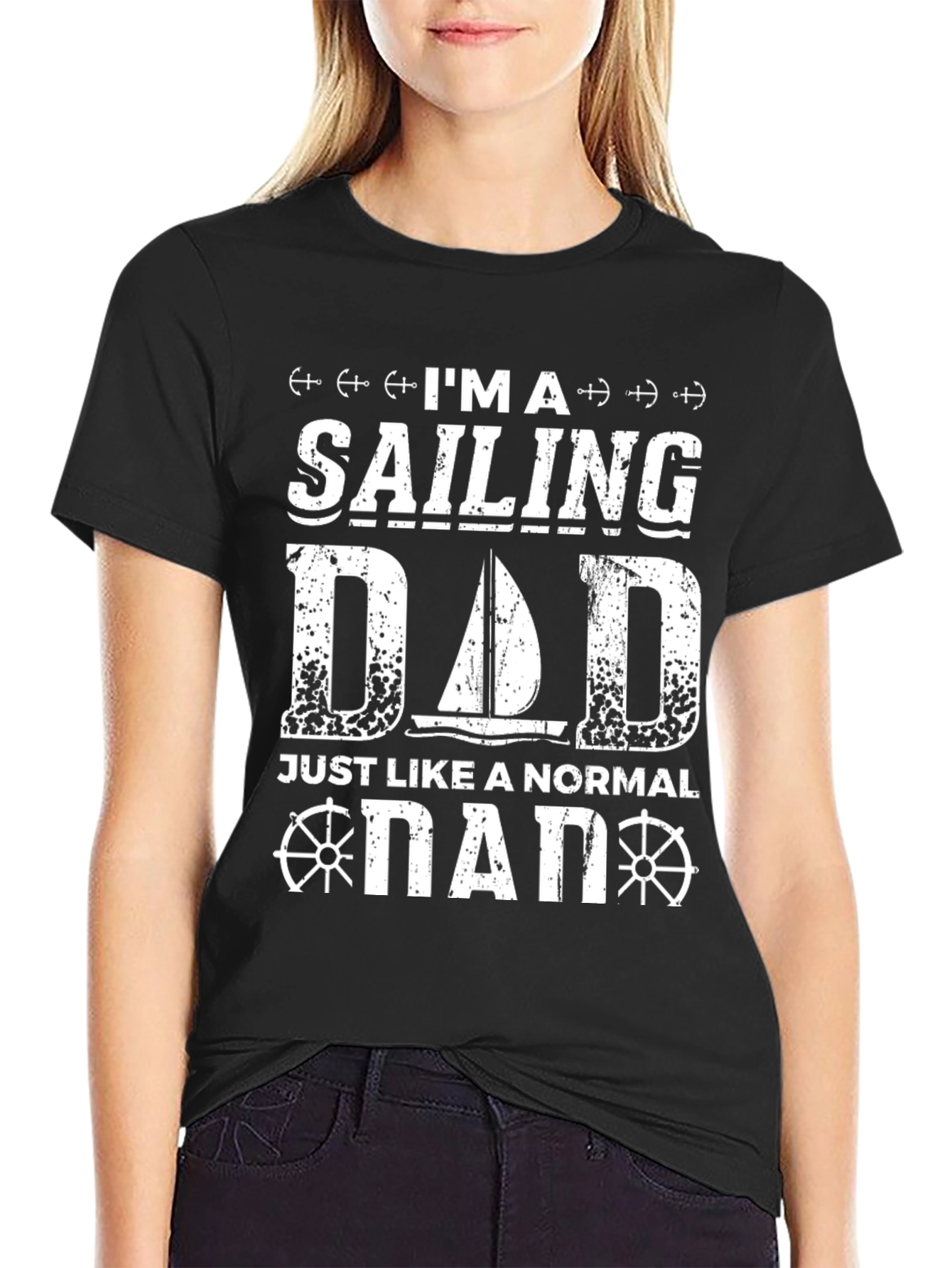Black Sailing Dad T-Shirt - Novelty Graphic Tee view 2