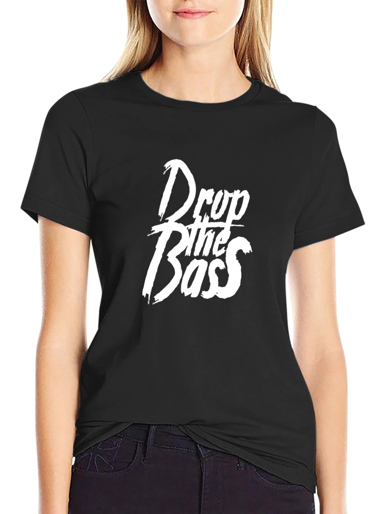 Black Drop the Bass Graphic Tee - Black Cotton T-Shirt view 2