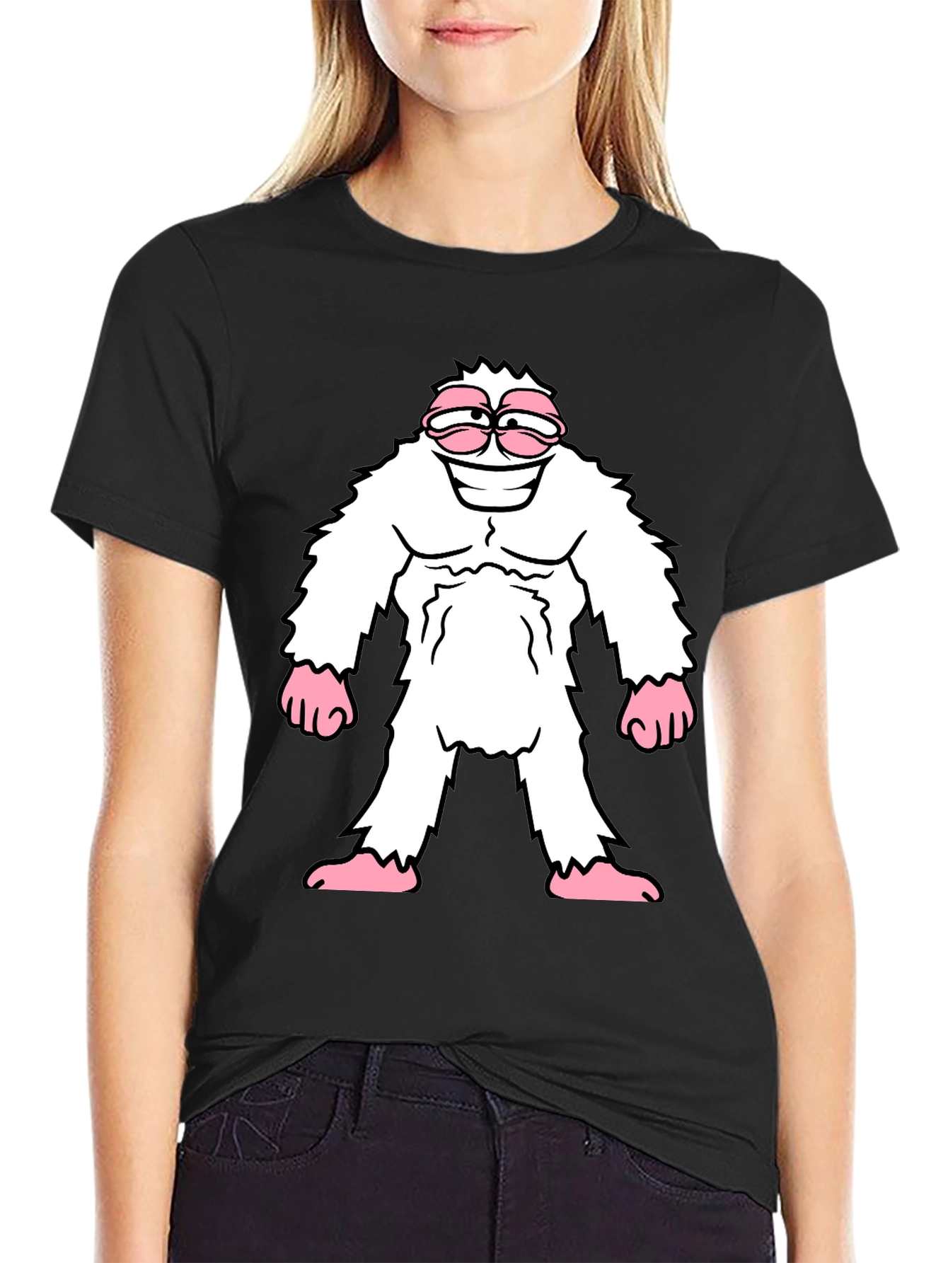 Black Funny Bigfoot T-Shirt - Cryptid Graphic Tee view 2