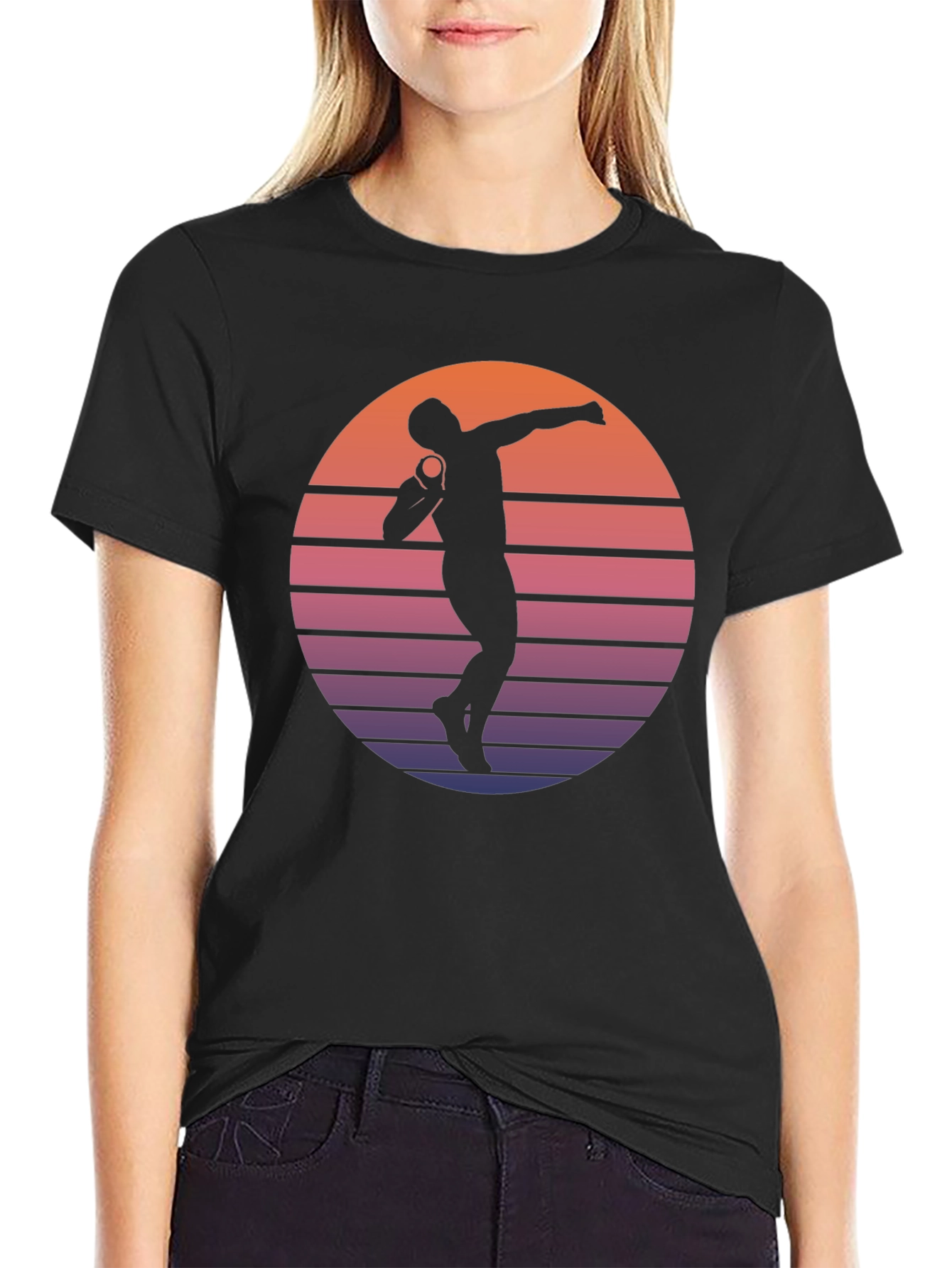 Black Retro Shot Put T-Shirt view 2