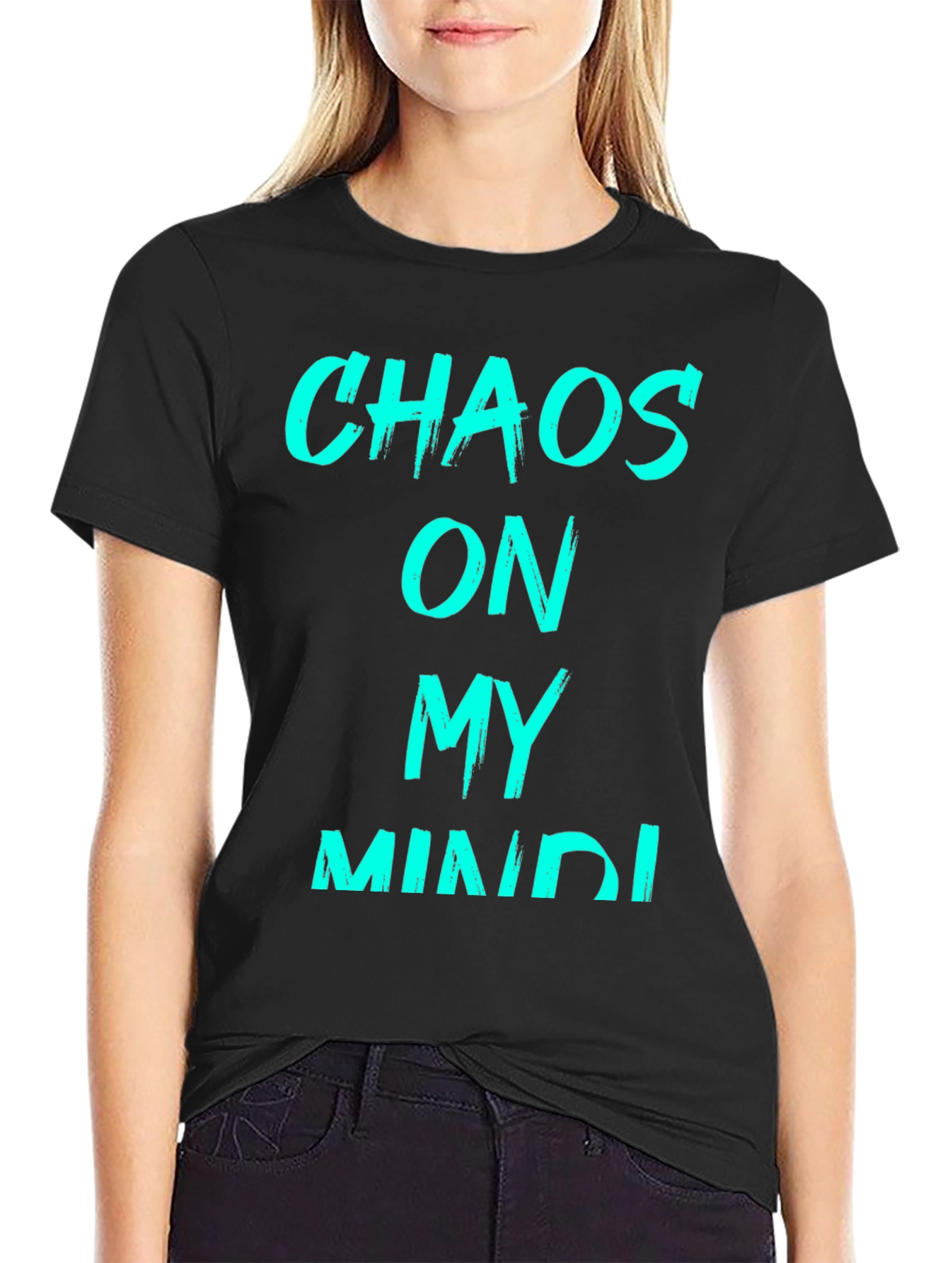 Black Chaos On My Mind Graphic Tee - Black Cotton T-Shirt view 2
