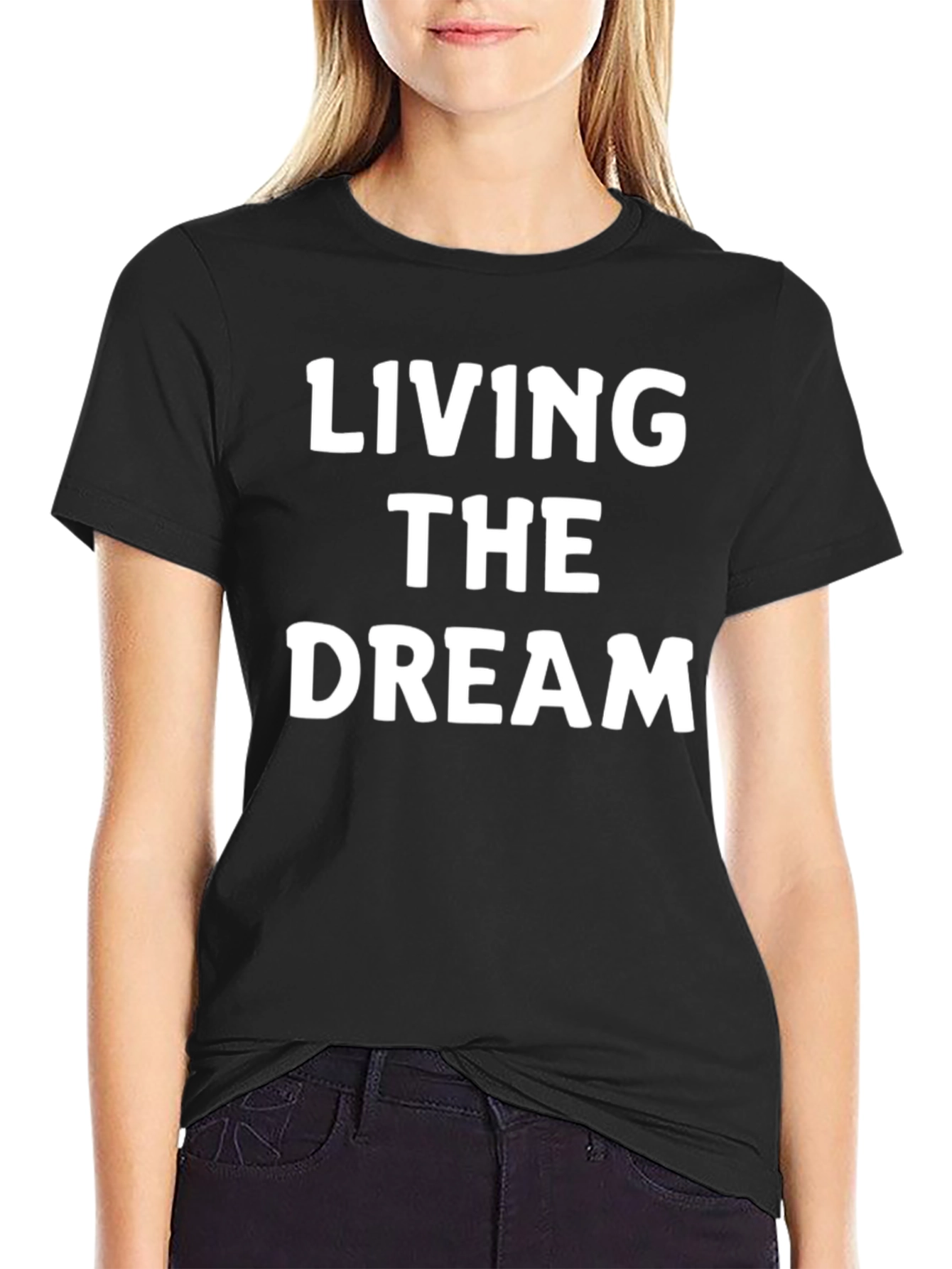 Black Living The Dream Graphic Tee - Soft Cotton Blend view 2
