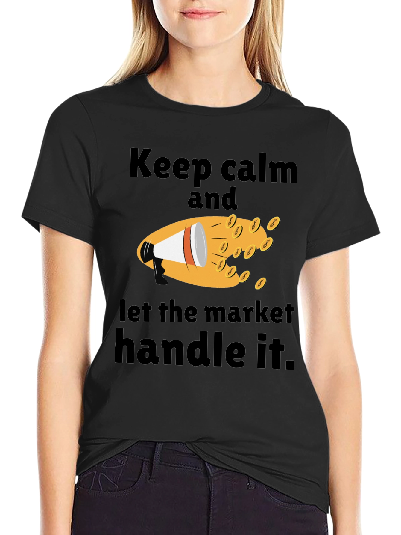 Black Keep Calm Market Handle Black Graphic Tee view 2
