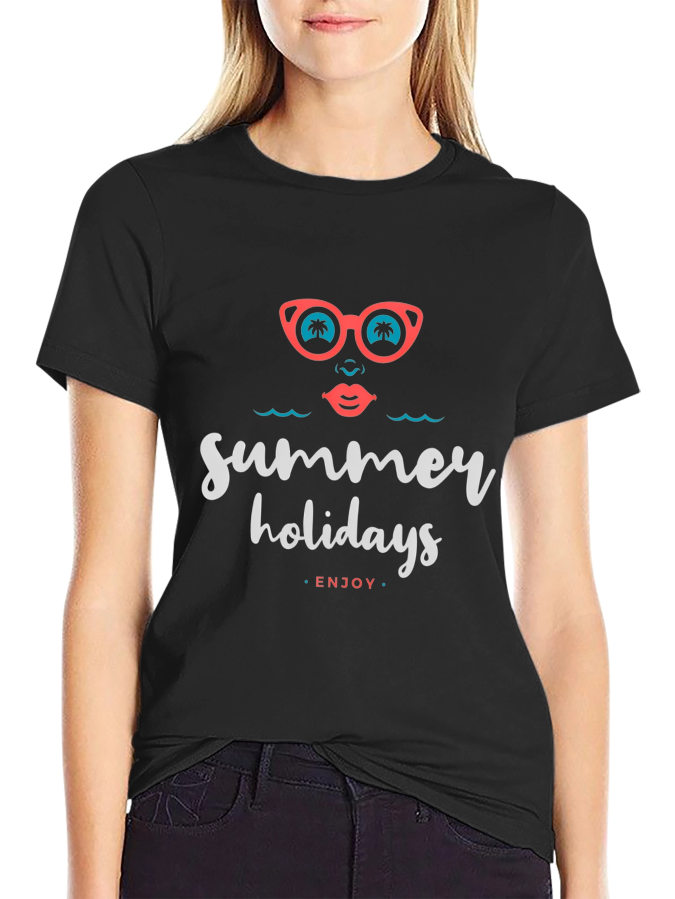 Black Summer Holidays Graphic T-Shirt view 2