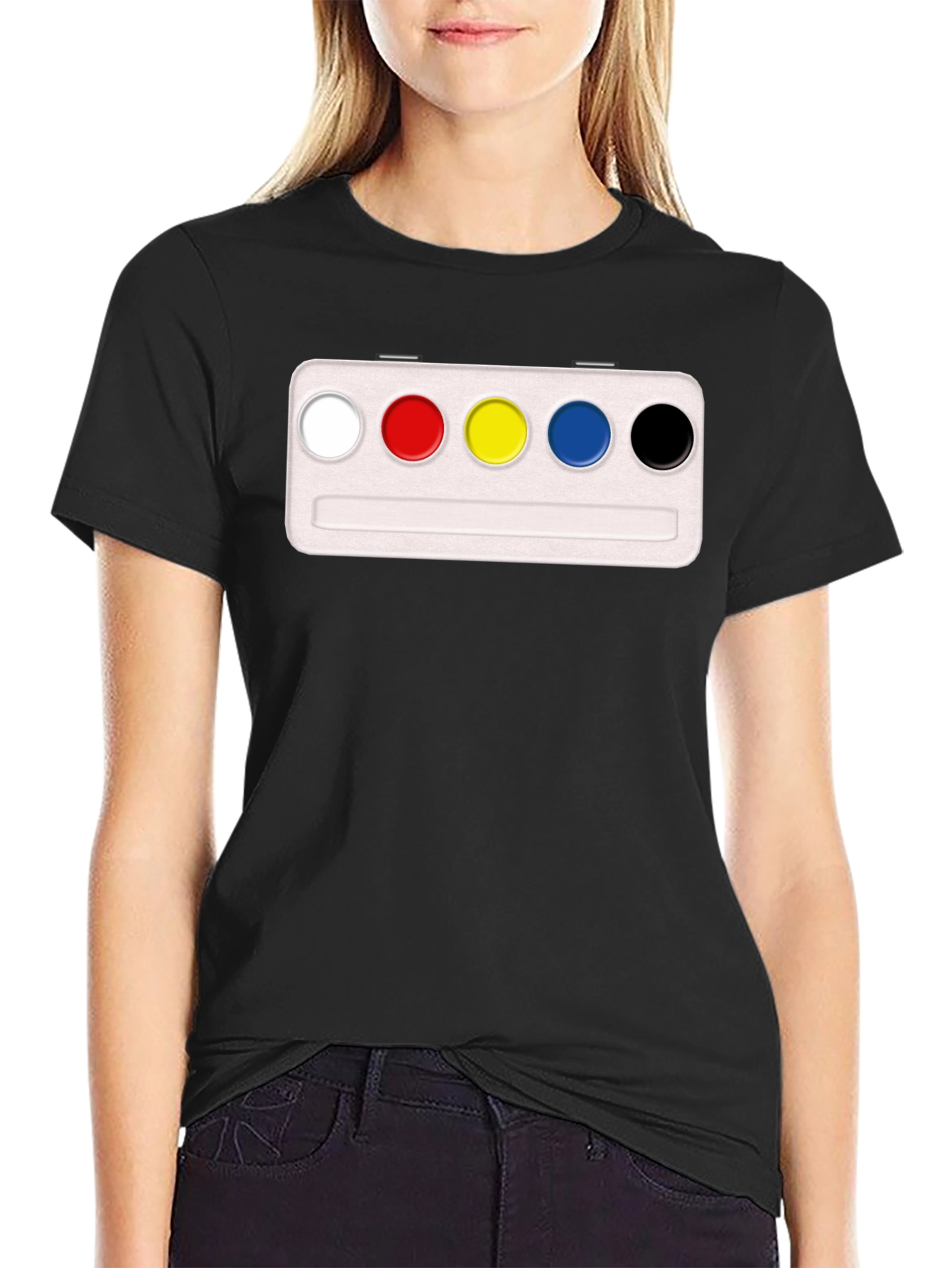 Black Artist's Palette T-Shirt - Black Cotton Blend view 2