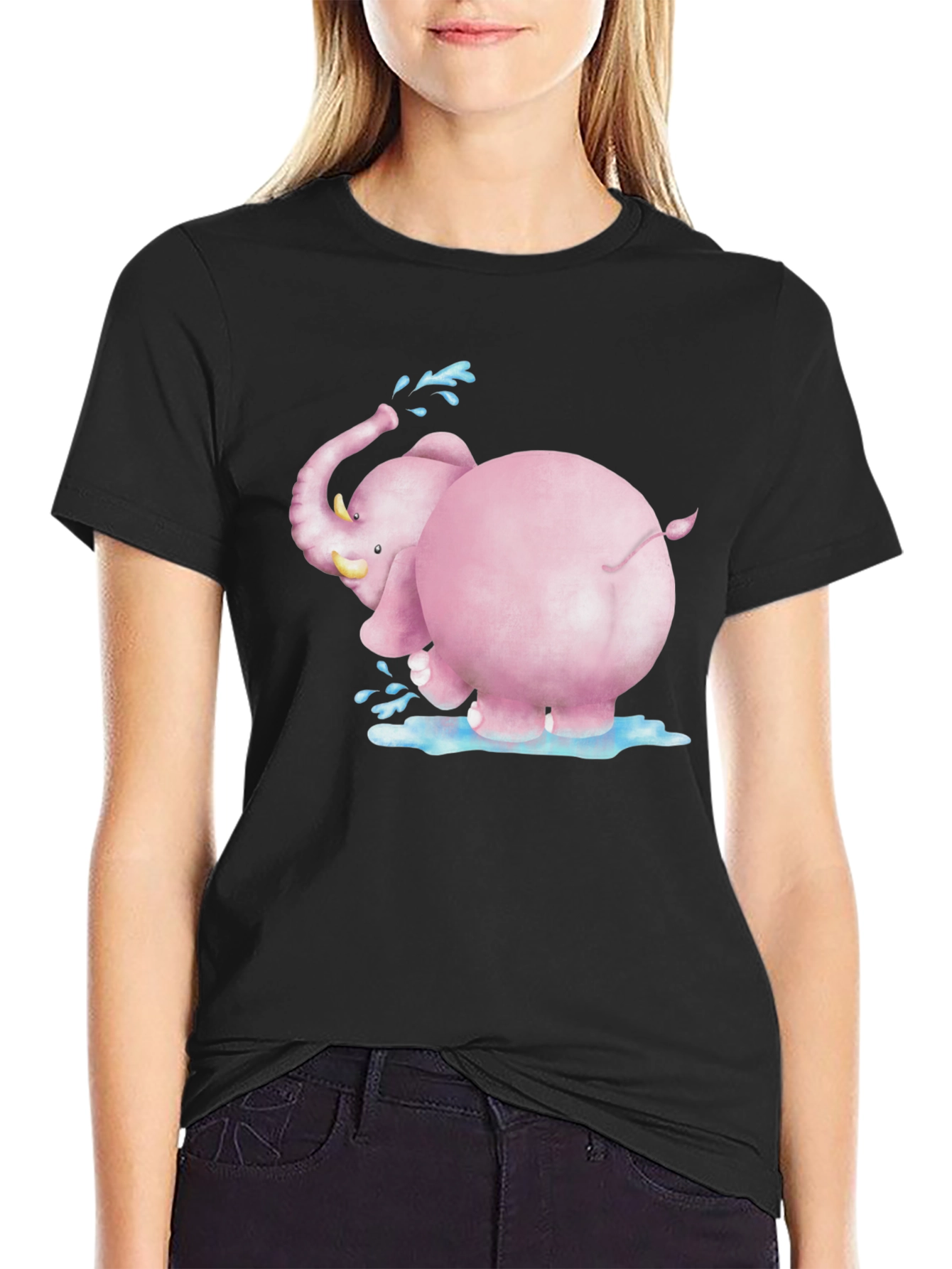 Black Pink Elephant Graphic Tee - Fun & Unique Design view 2