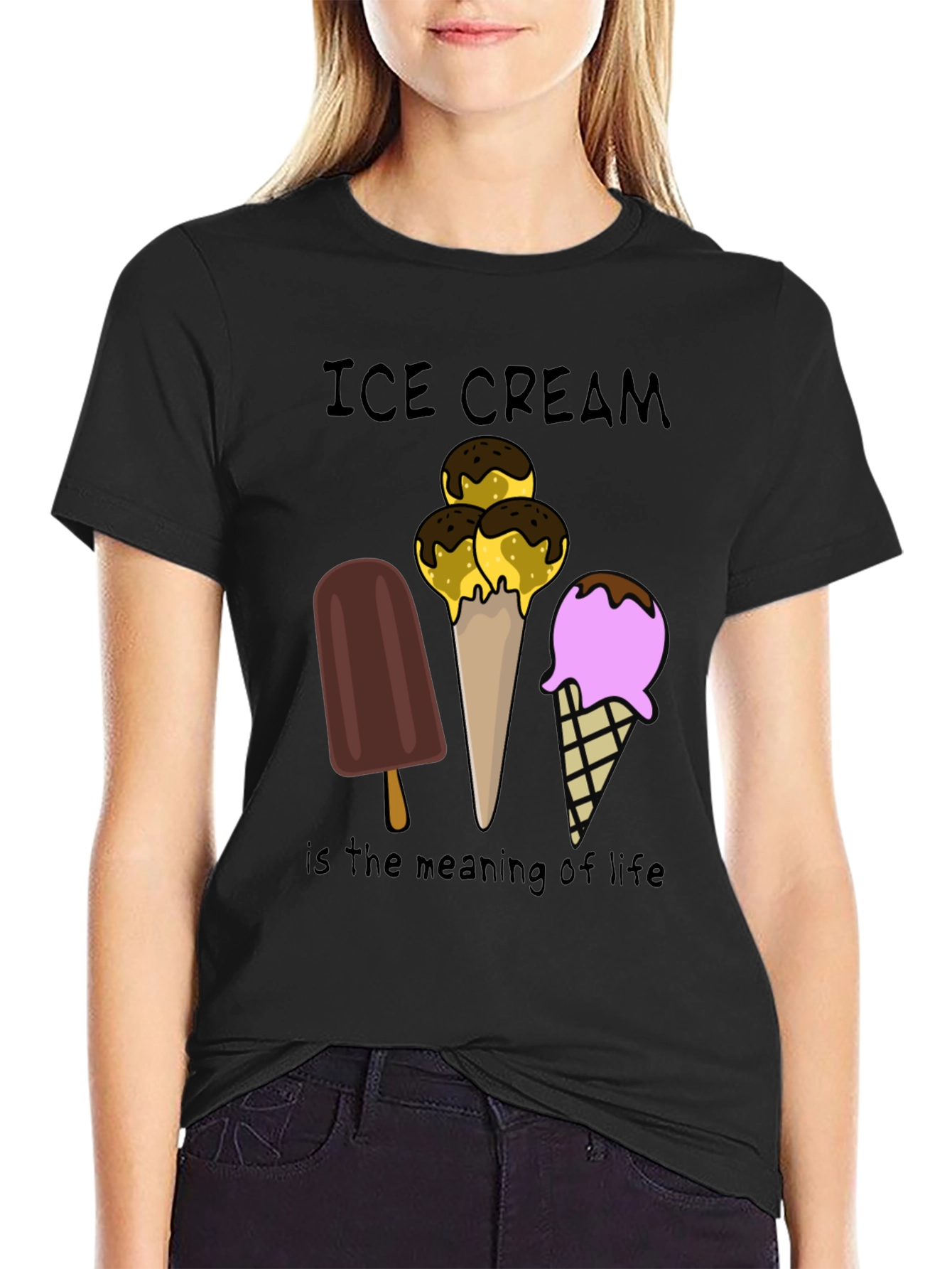 Black Ice Cream Meaning of Life T-Shirt view 2