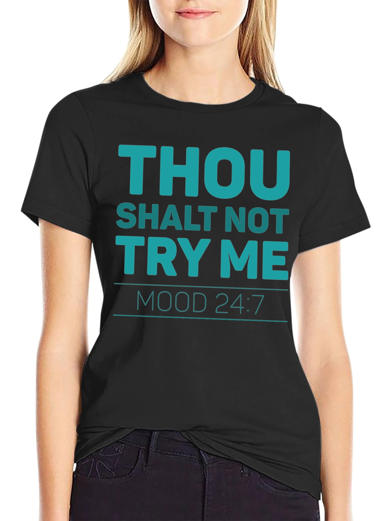 Black Thou Shalt Not Try Me T-Shirt - Unisex Casual Tee view 2