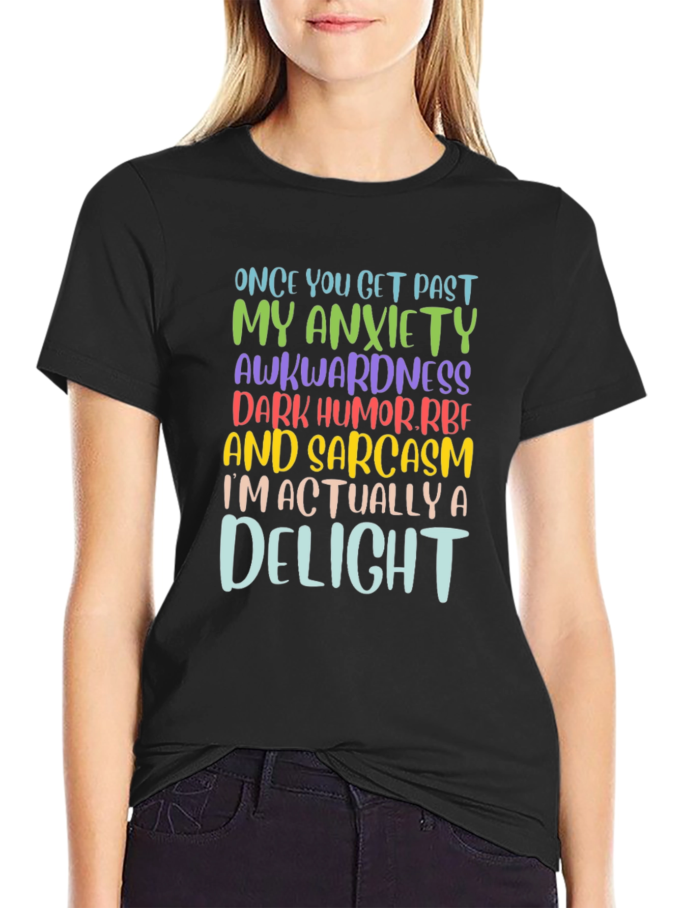Black Sarcastic Delight Graphic T-Shirt - Once You Get Past view 2