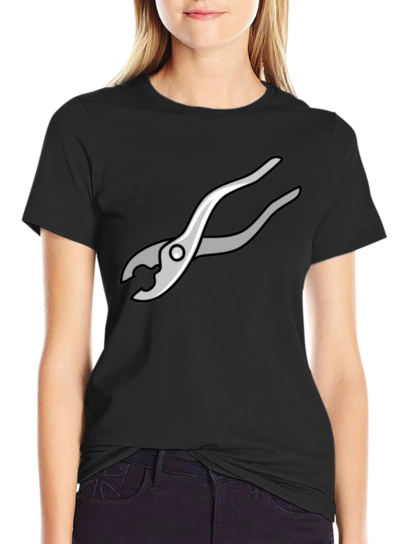 Black Novelty Pliers Graphic Black T-Shirt view 2