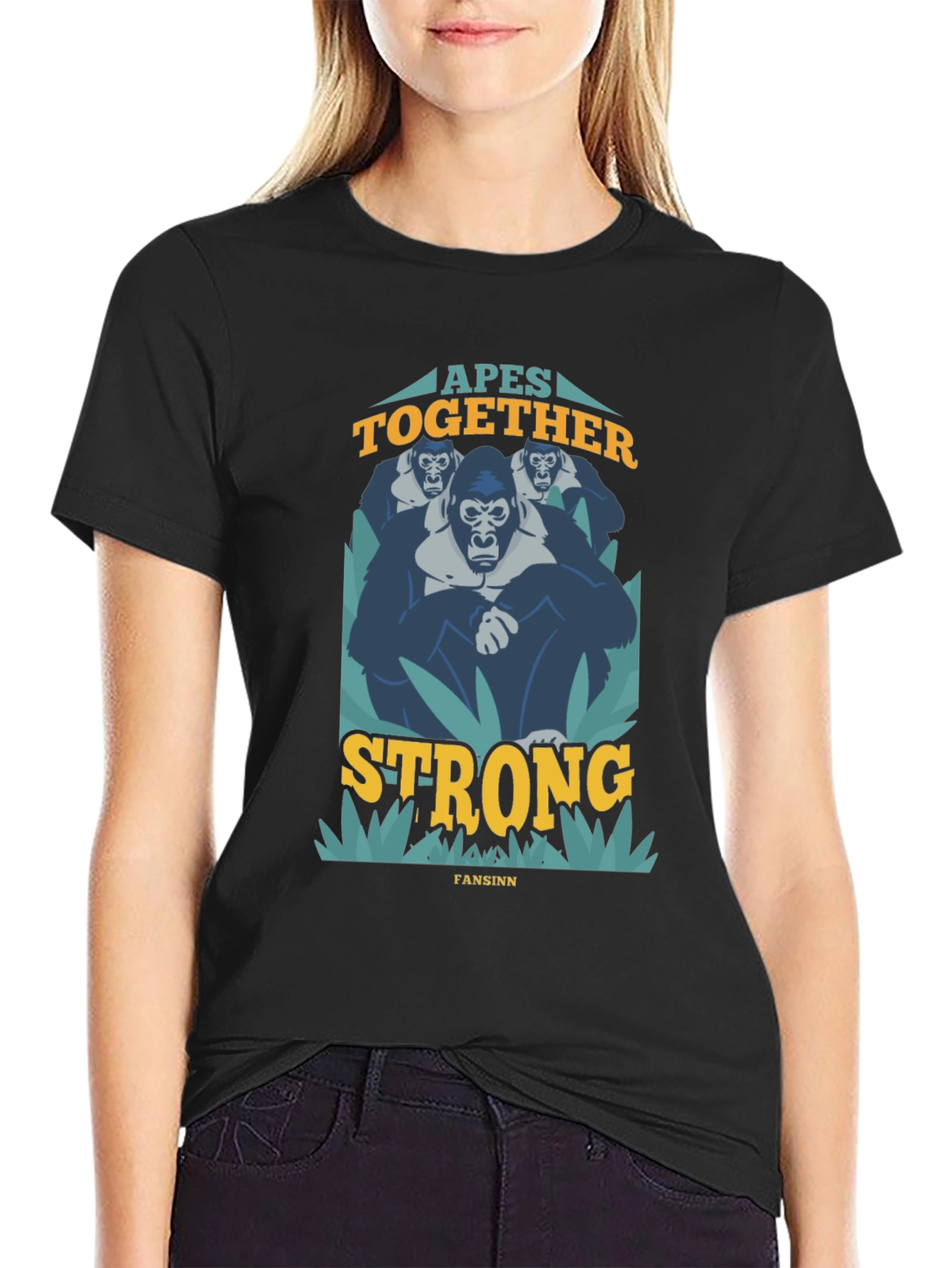 Black Apes Together Strong Graphic T-Shirt view 2