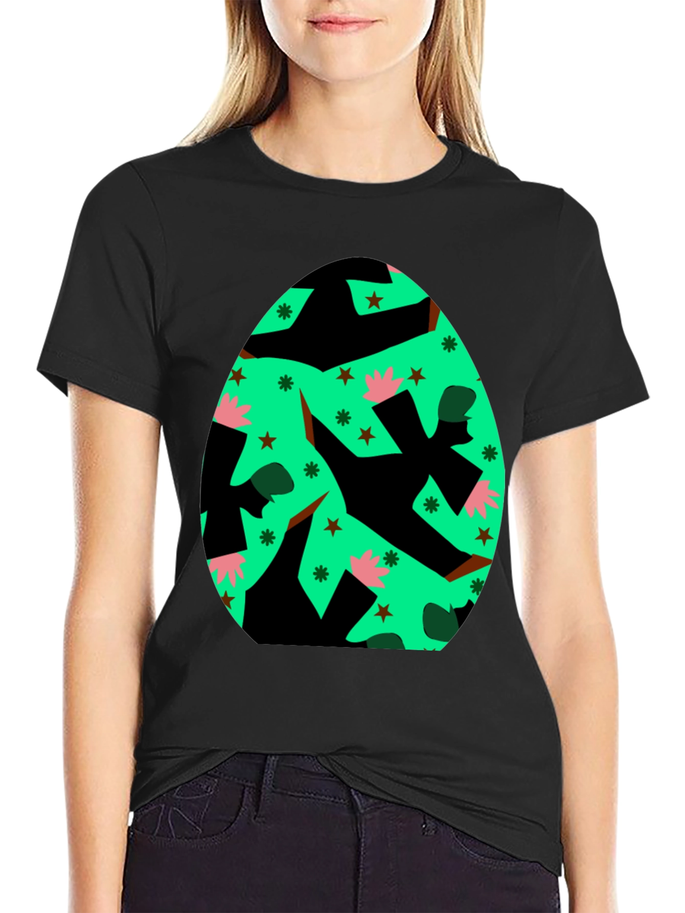 Black Novelty Easter Egg Graphic Tee - Black view 2