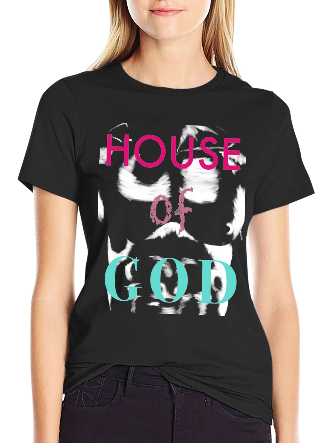 Black House of God Graphic Tee - Edgy Streetwear view 2