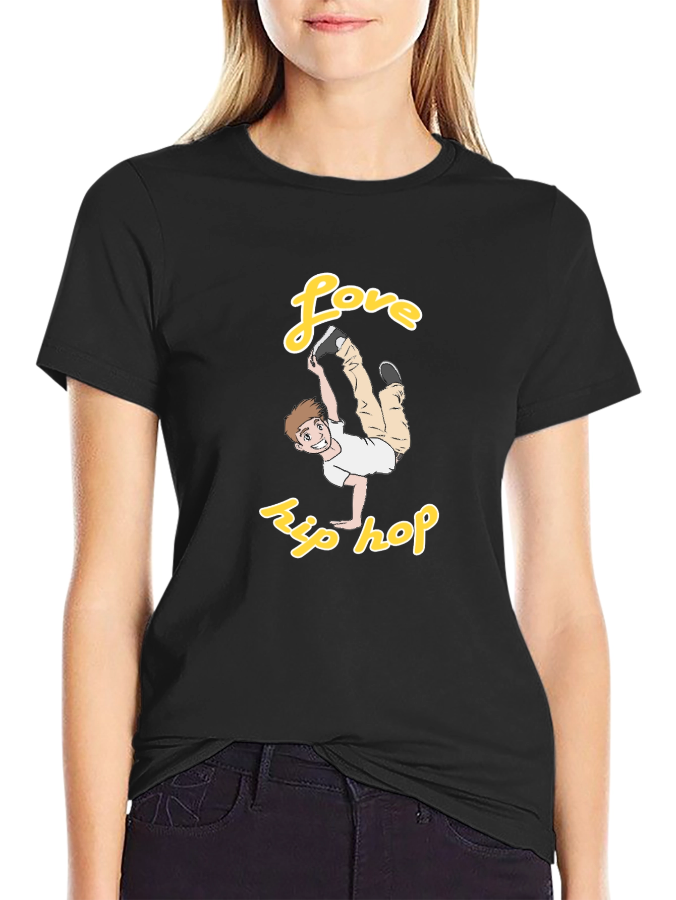 Black Love Hip Hop Graphic Tee - Black Cotton T-Shirt view 2