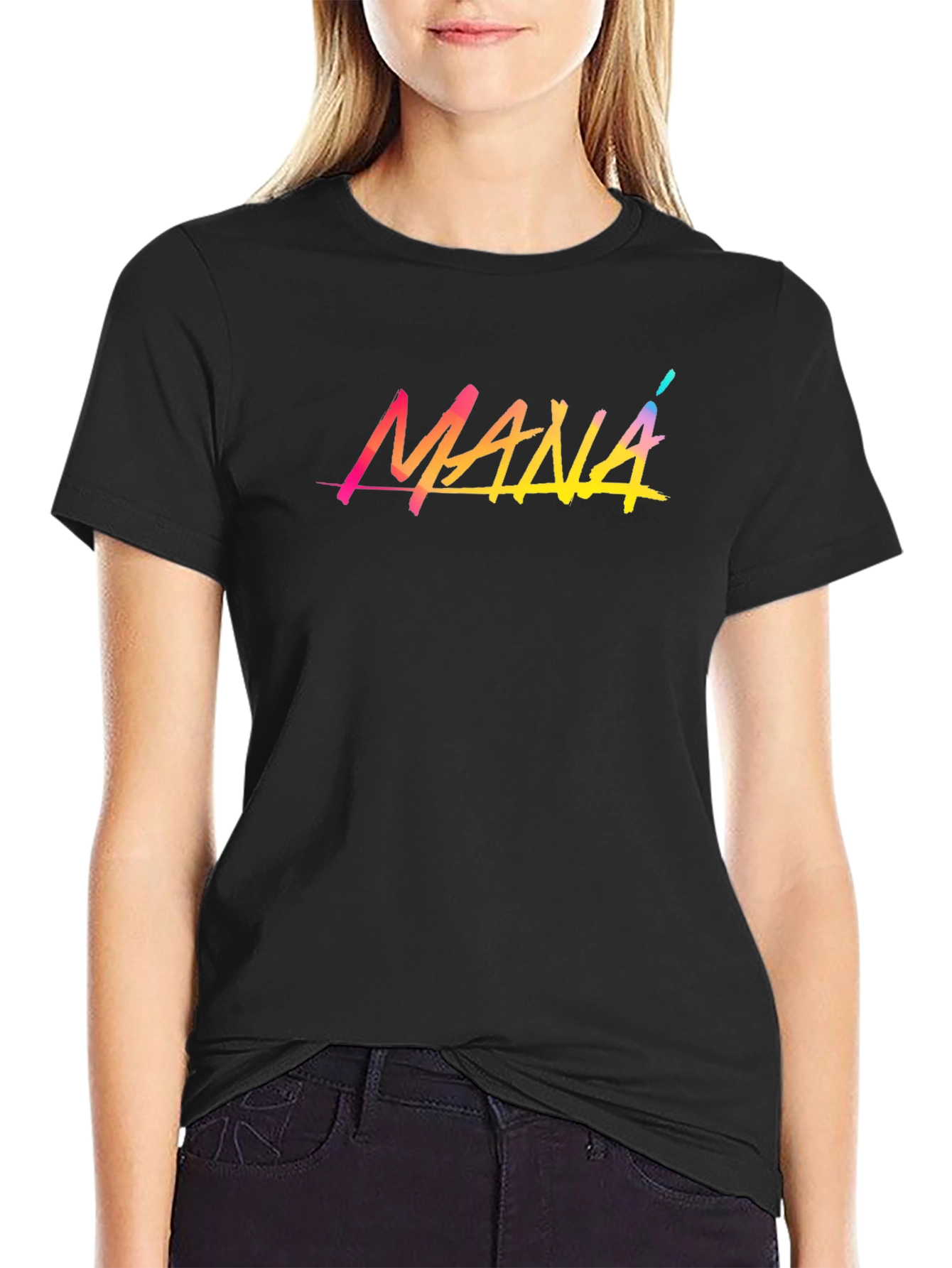 Black Maná Graphic Tee - Black Cotton T-Shirt view 2