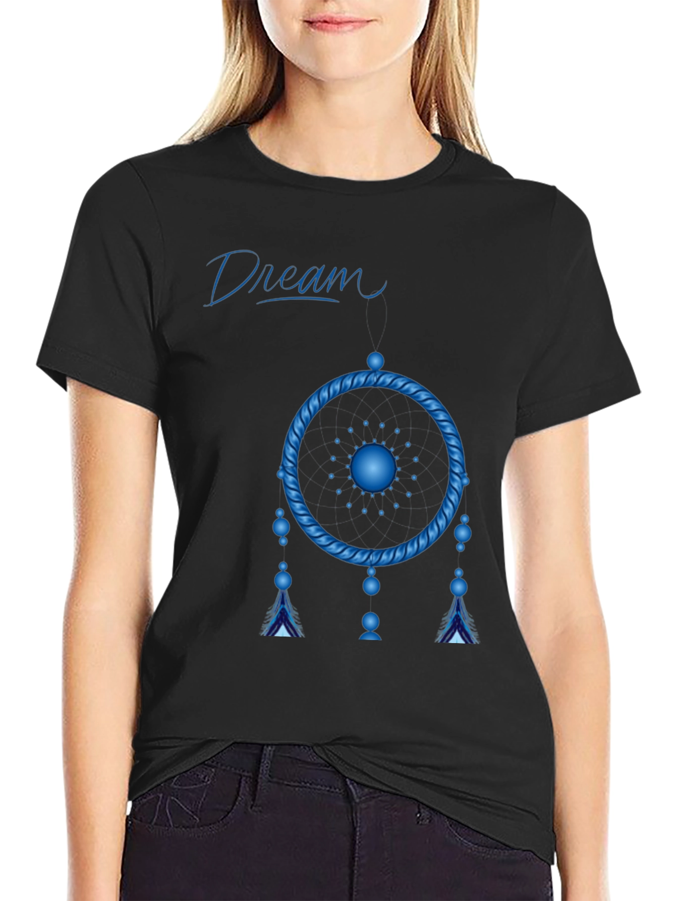 Black Dream Catcher Graphic Tee - Unisex Black T-Shirt view 2