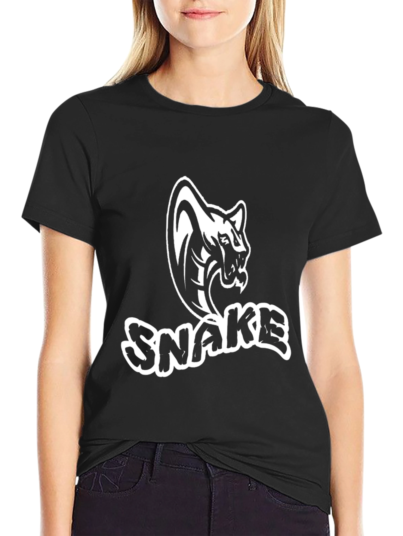 Black Black Snake Graphic Tee - Bold Cobra Design view 2