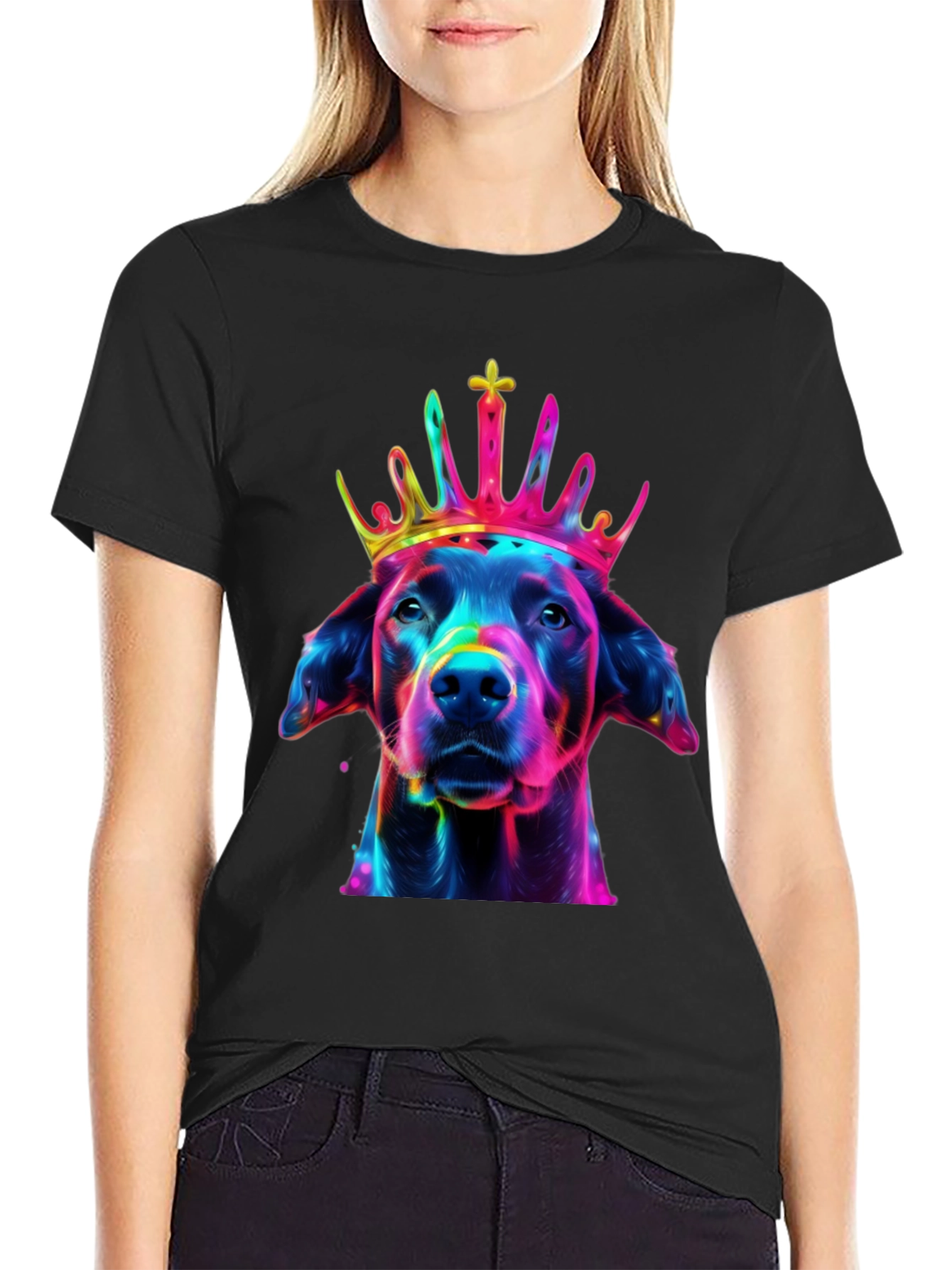 Black Dog King T-Shirt - Vivid Graphic Print view 2