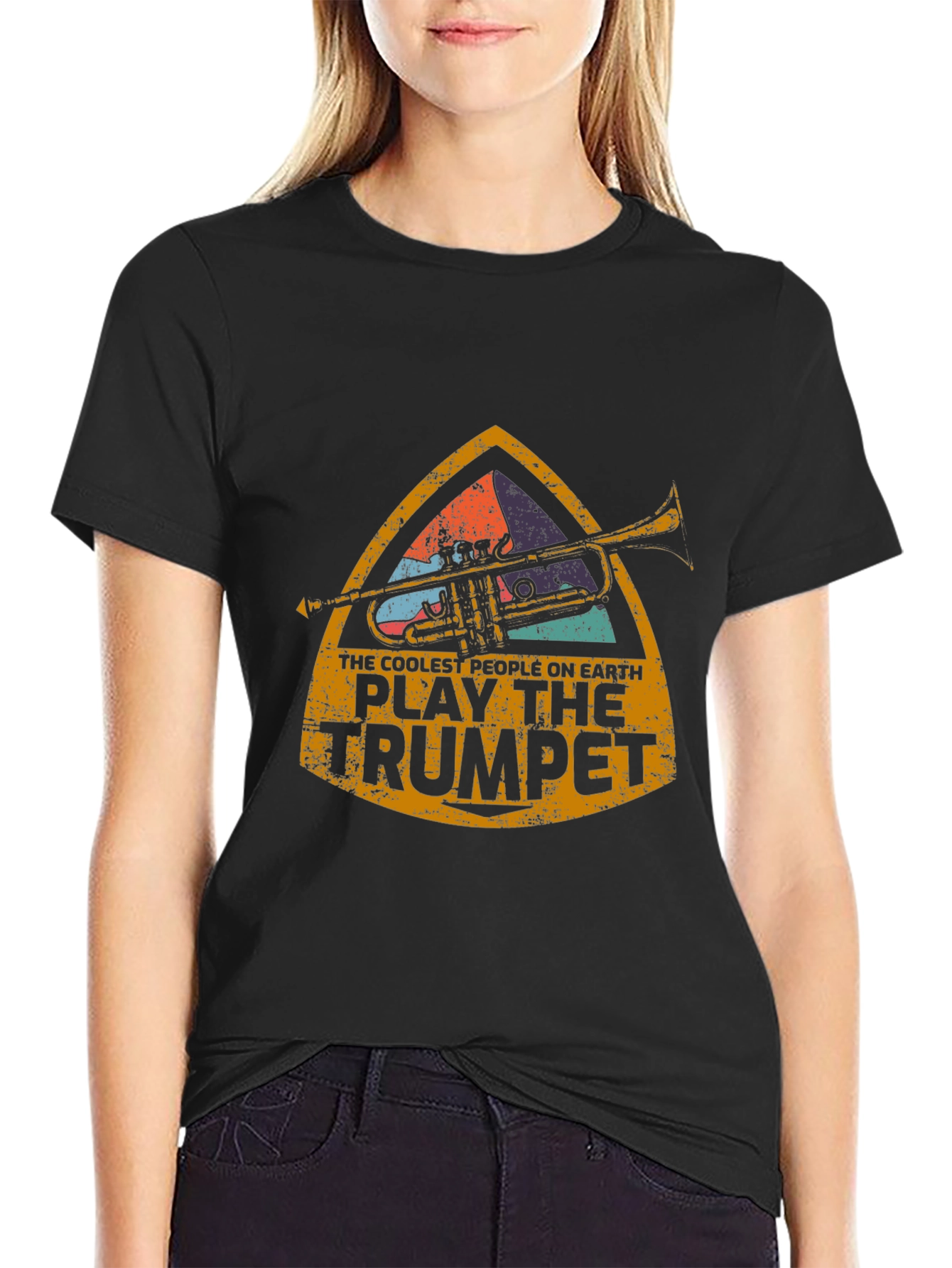 Black Coolest Trumpet Player T-Shirt view 2