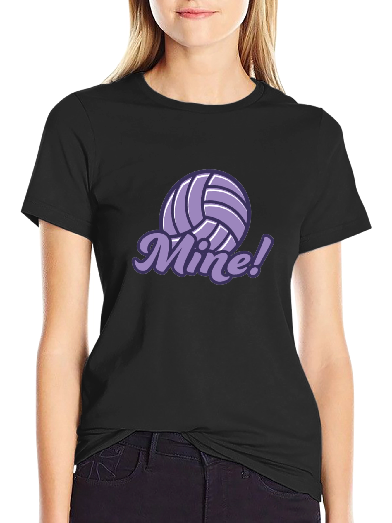 Black Volleyball Mine! Graphic T-Shirt view 2