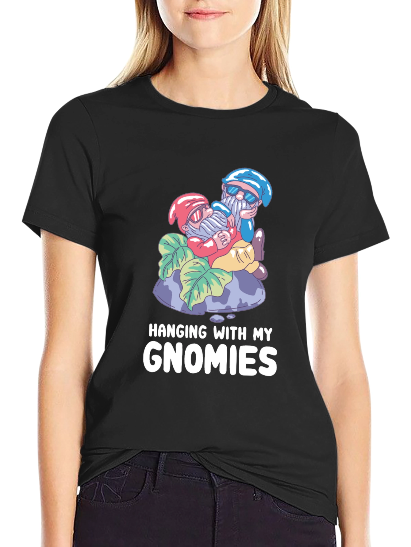Black Hanging With My Gnomies Graphic T-Shirt view 2