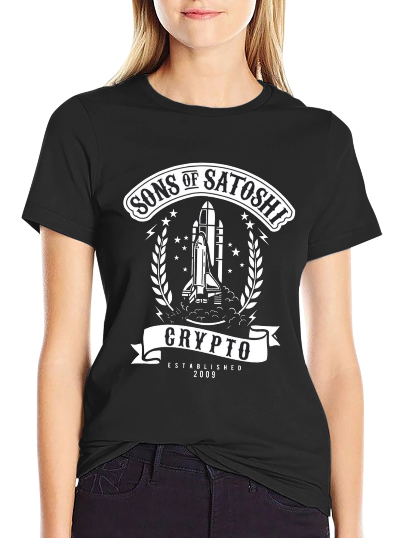 Black Sons of Satoshi Crypto T-Shirt - Established 2009 view 2