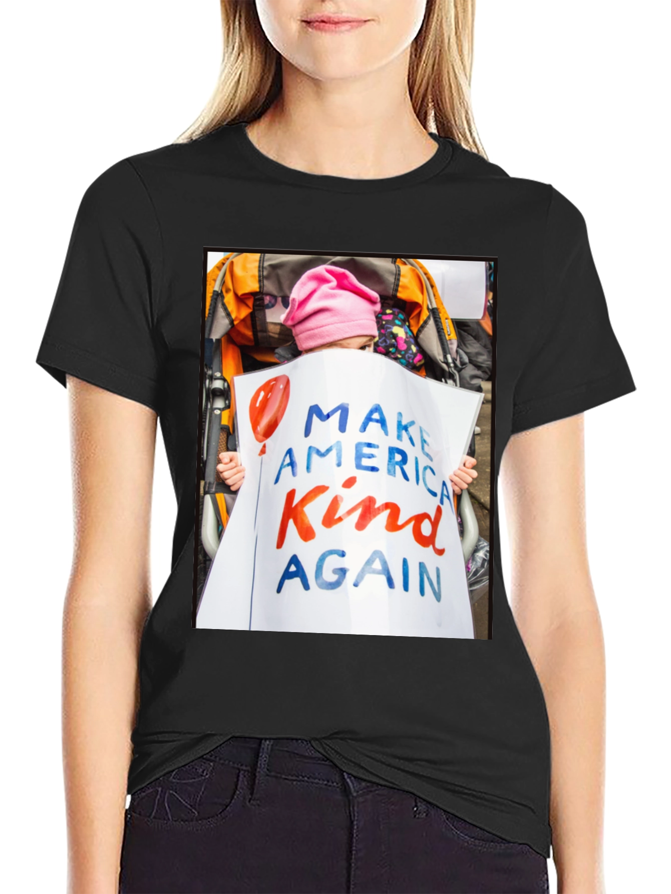 Black Make America Kind Again Graphic T-Shirt view 2