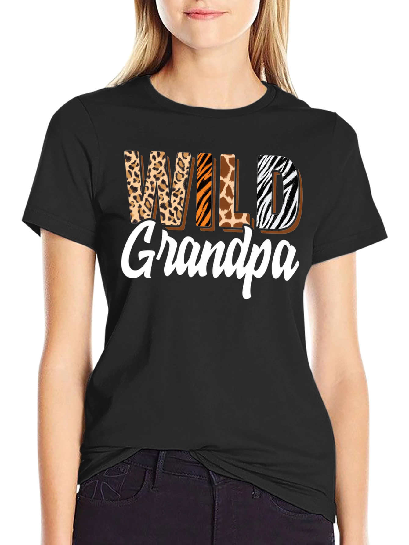 Black Wild Grandpa Animal Print T-Shirt view 2