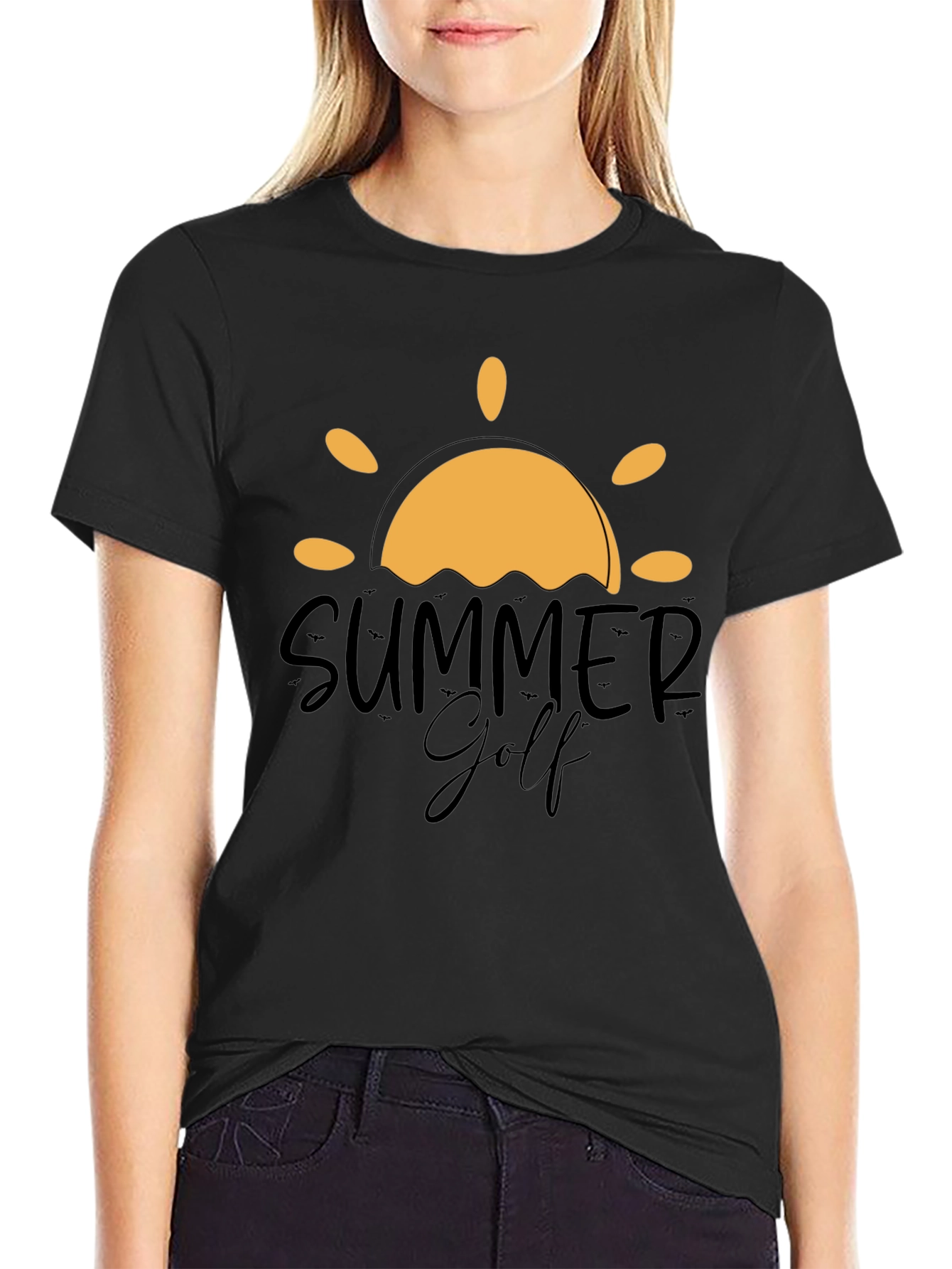 Black Summer Golf Graphic Tee - Black Cotton Blend view 2